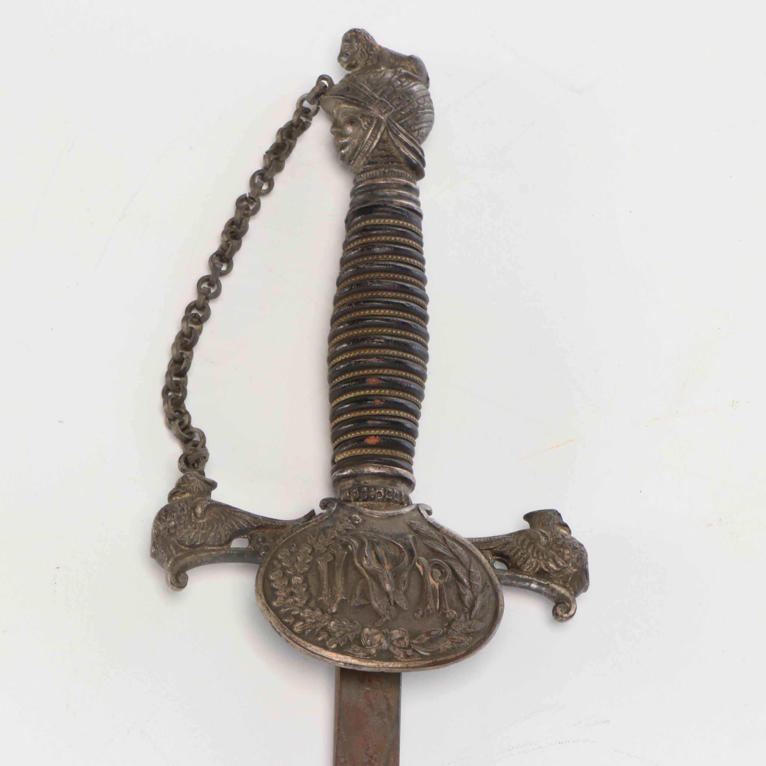 Knights of Pythias Metal Fraternal Parade Sword, Late 19th/Early 20th Century
