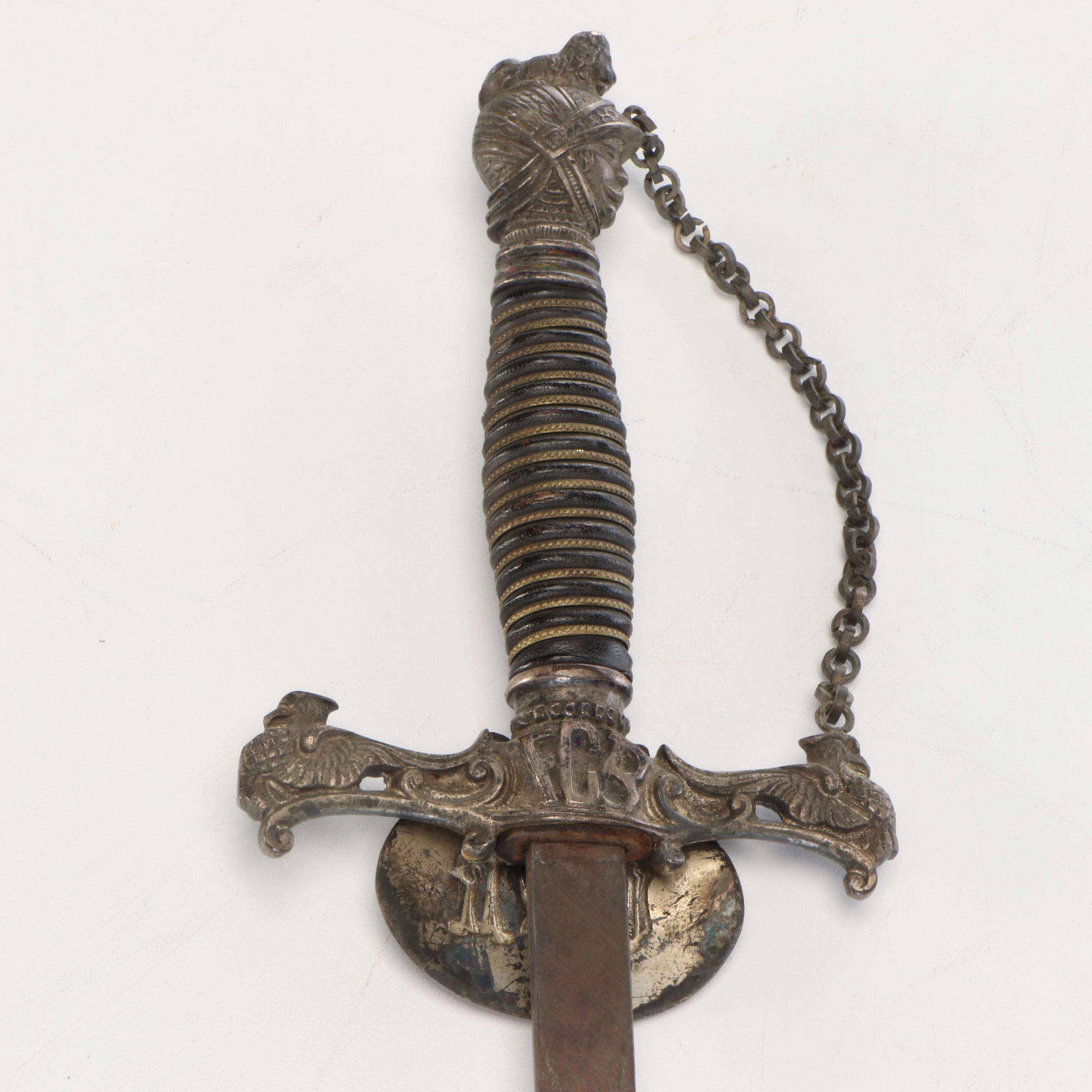 Knights of Pythias Metal Fraternal Parade Sword, Late 19th/Early 20th Century