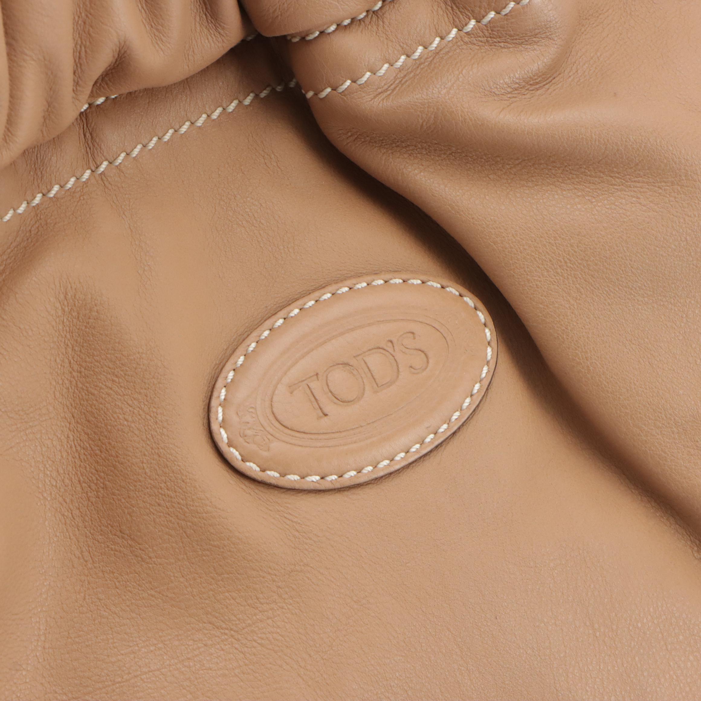 Tod's Drawstring Tote in Brown Calfskin Leather