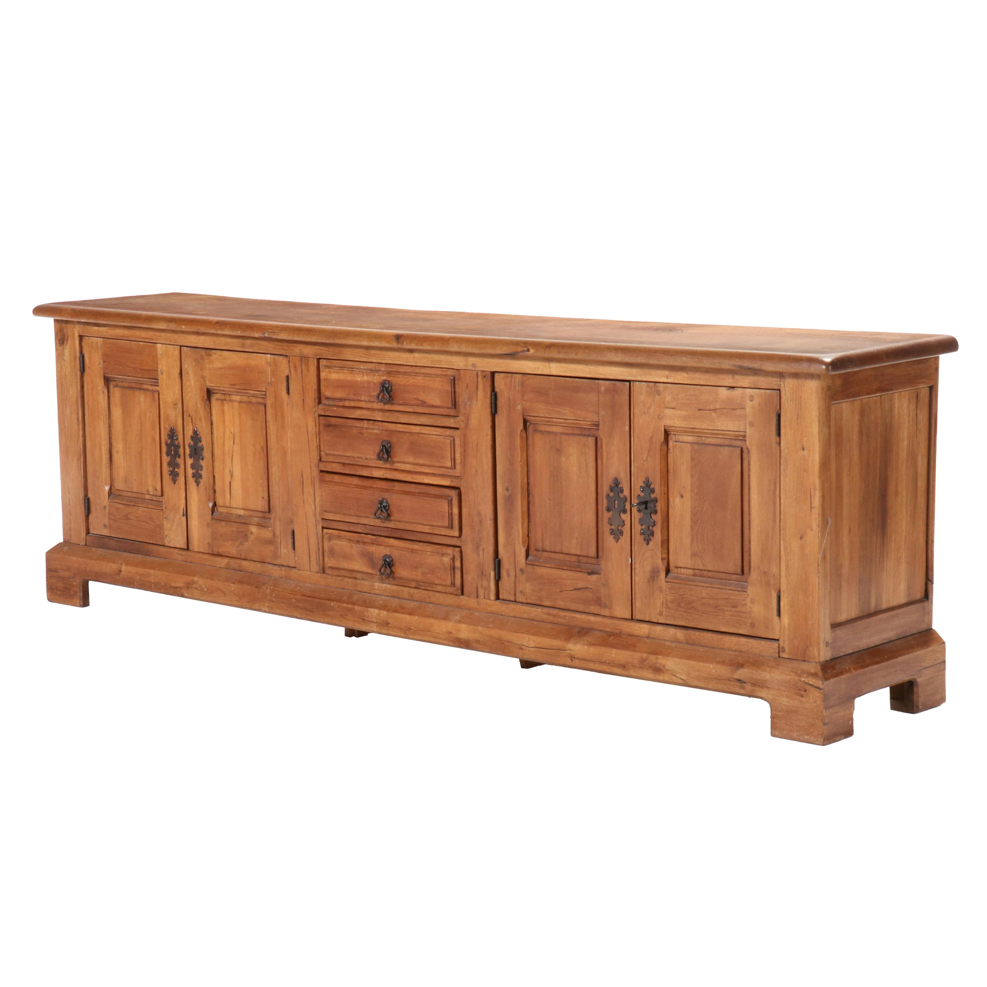 Large Spanish Colonial Style Quartersawn Oak Sideboard