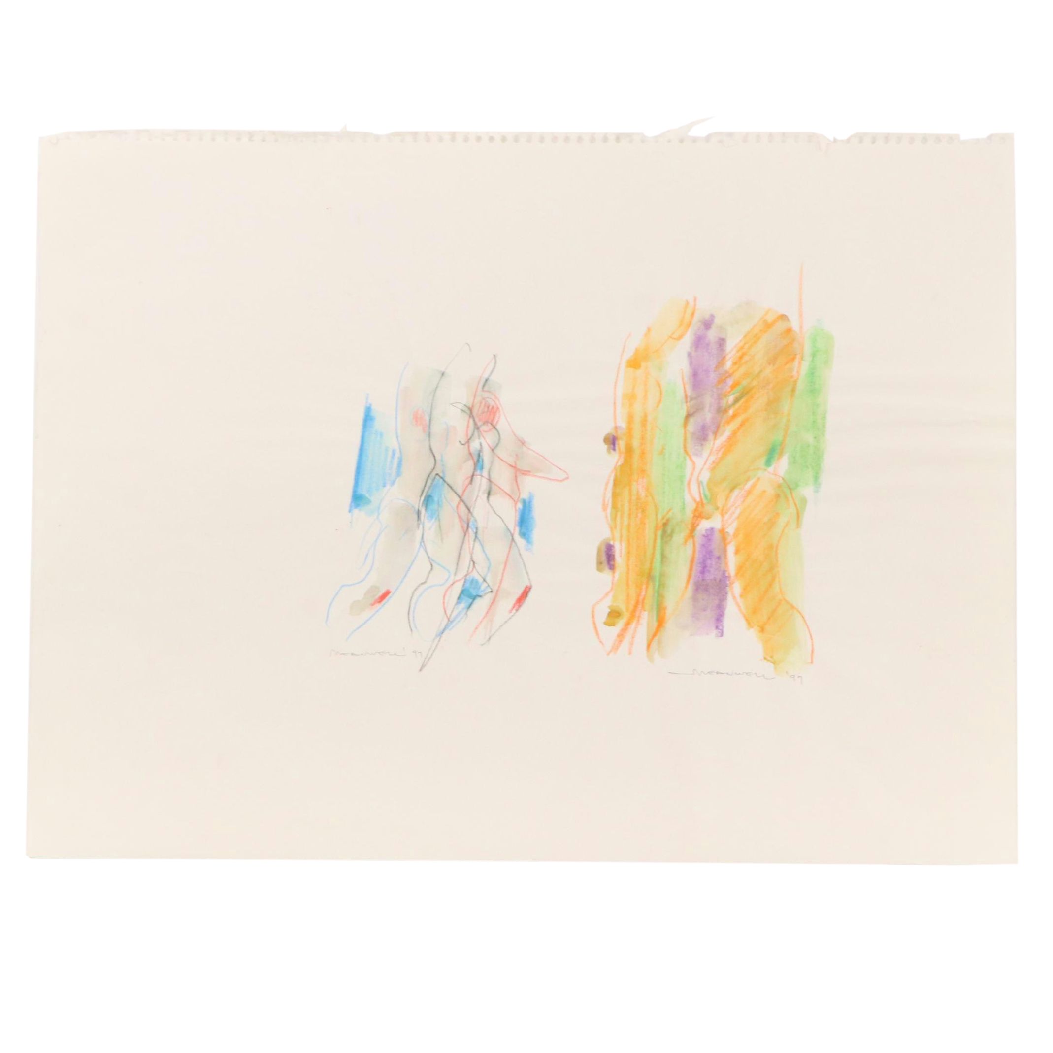 Jack Meanwell Expressionist Gestural Figure Studies, 1997