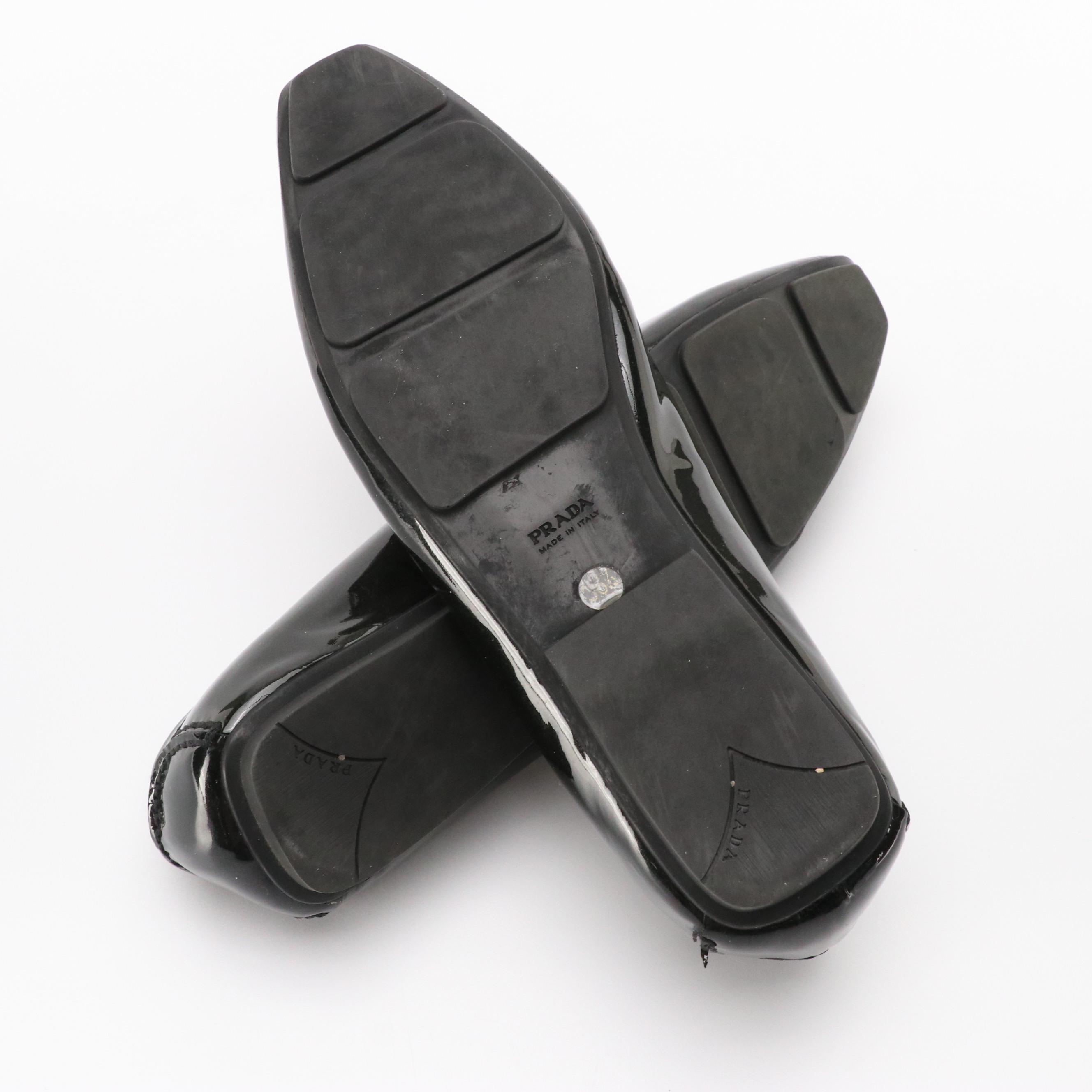 Prada Bow Driving Shoes in Patent Leather