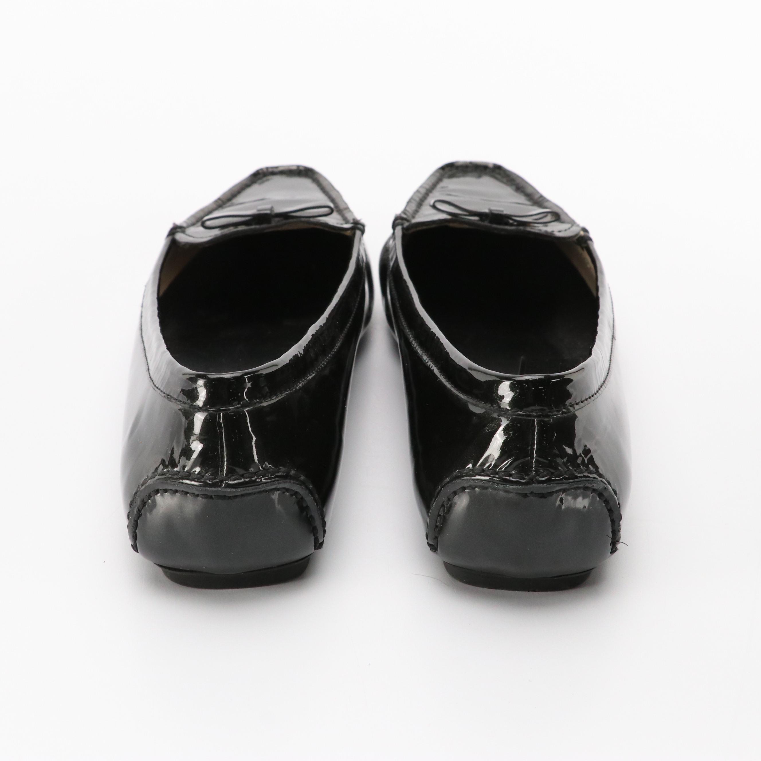 Prada Bow Driving Shoes in Patent Leather