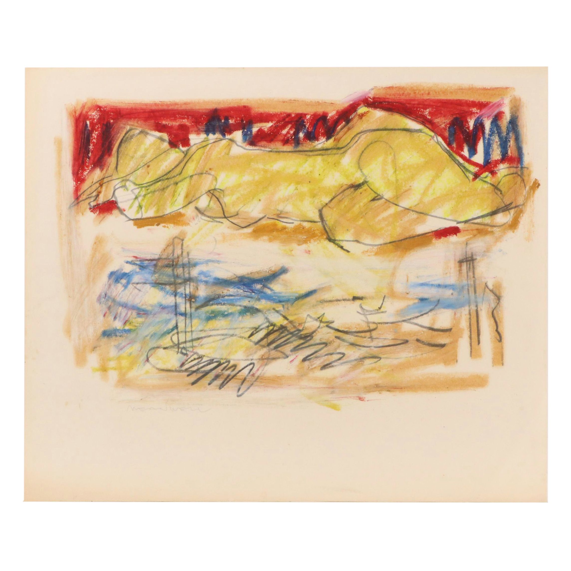 Jack Meanwell Expressionist Gestural Figure Study, Late 20th Century