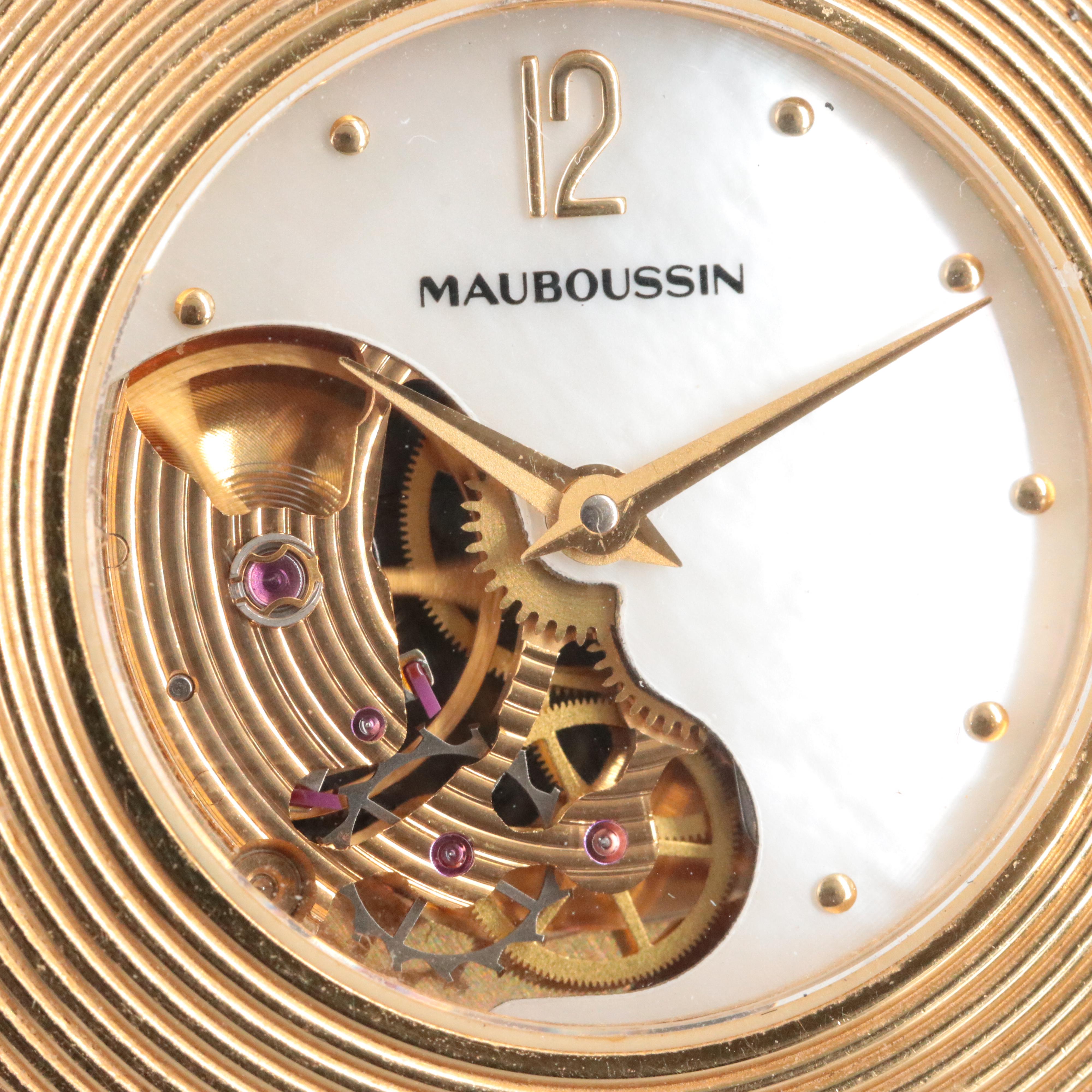 18K Mauboussin Semi Skeletonized Mother-of-Pearl Dial Watch