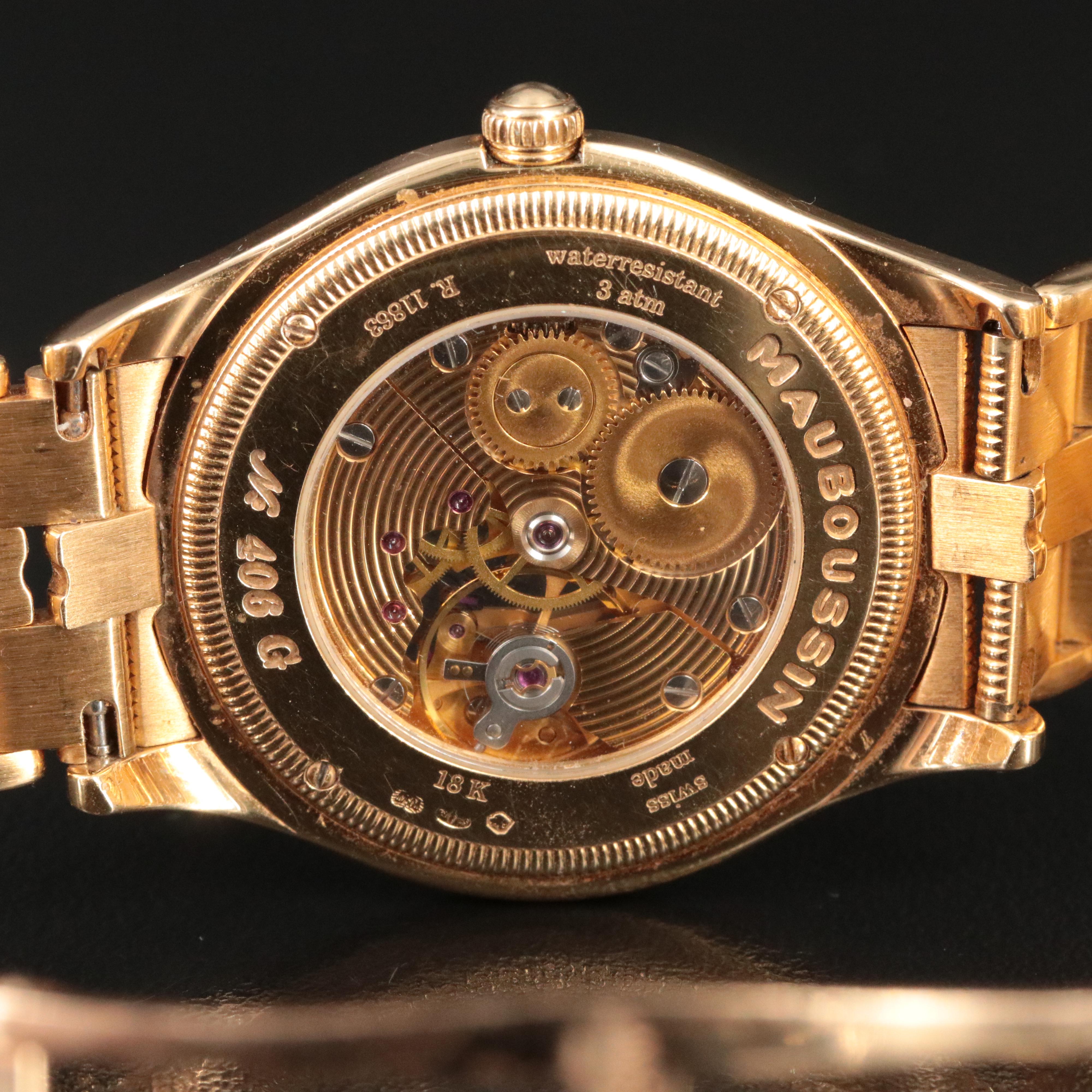 18K Mauboussin Semi Skeletonized Mother-of-Pearl Dial Watch