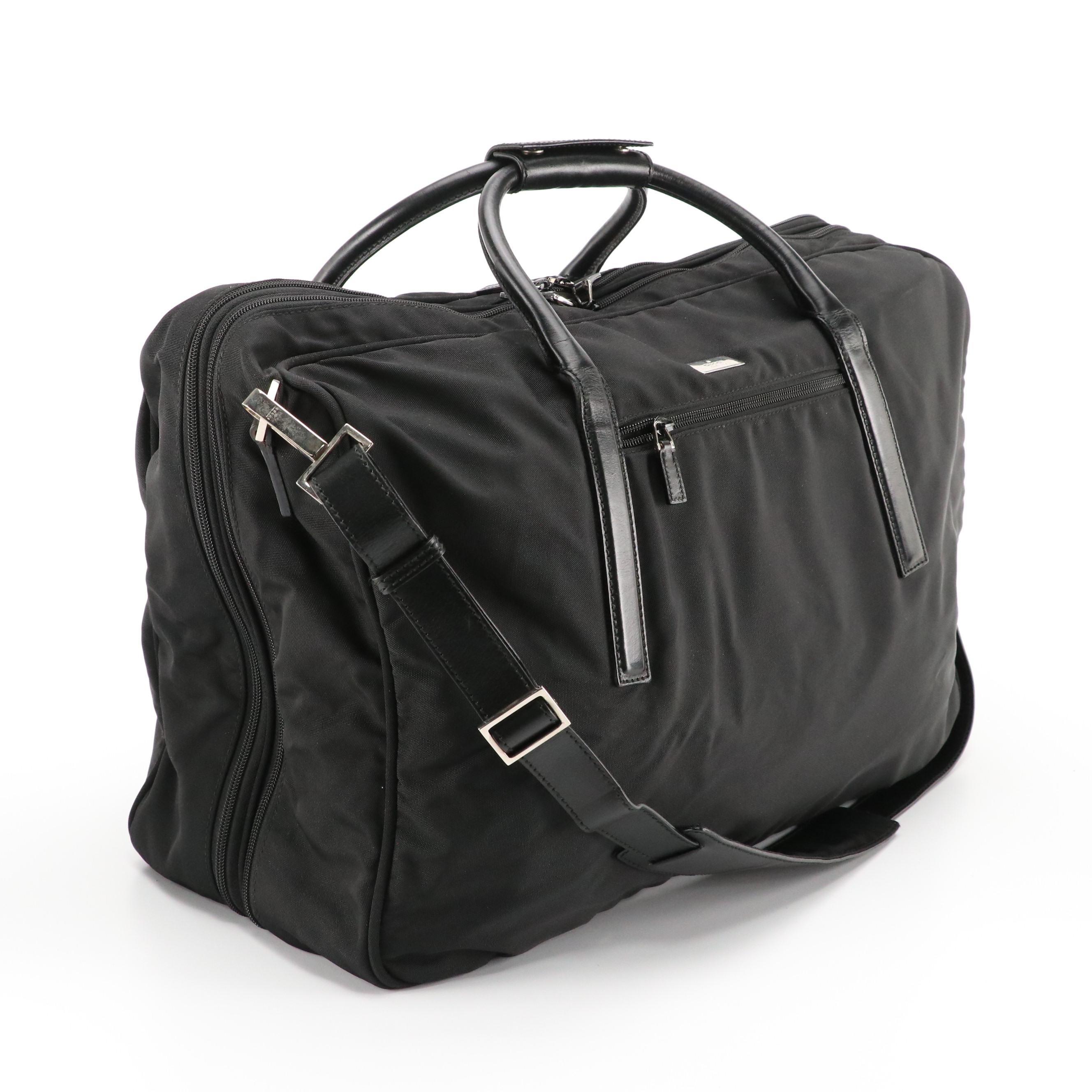 Gucci Weekender Travel Two-Way Bag in Black Nylon Canvas and Leather