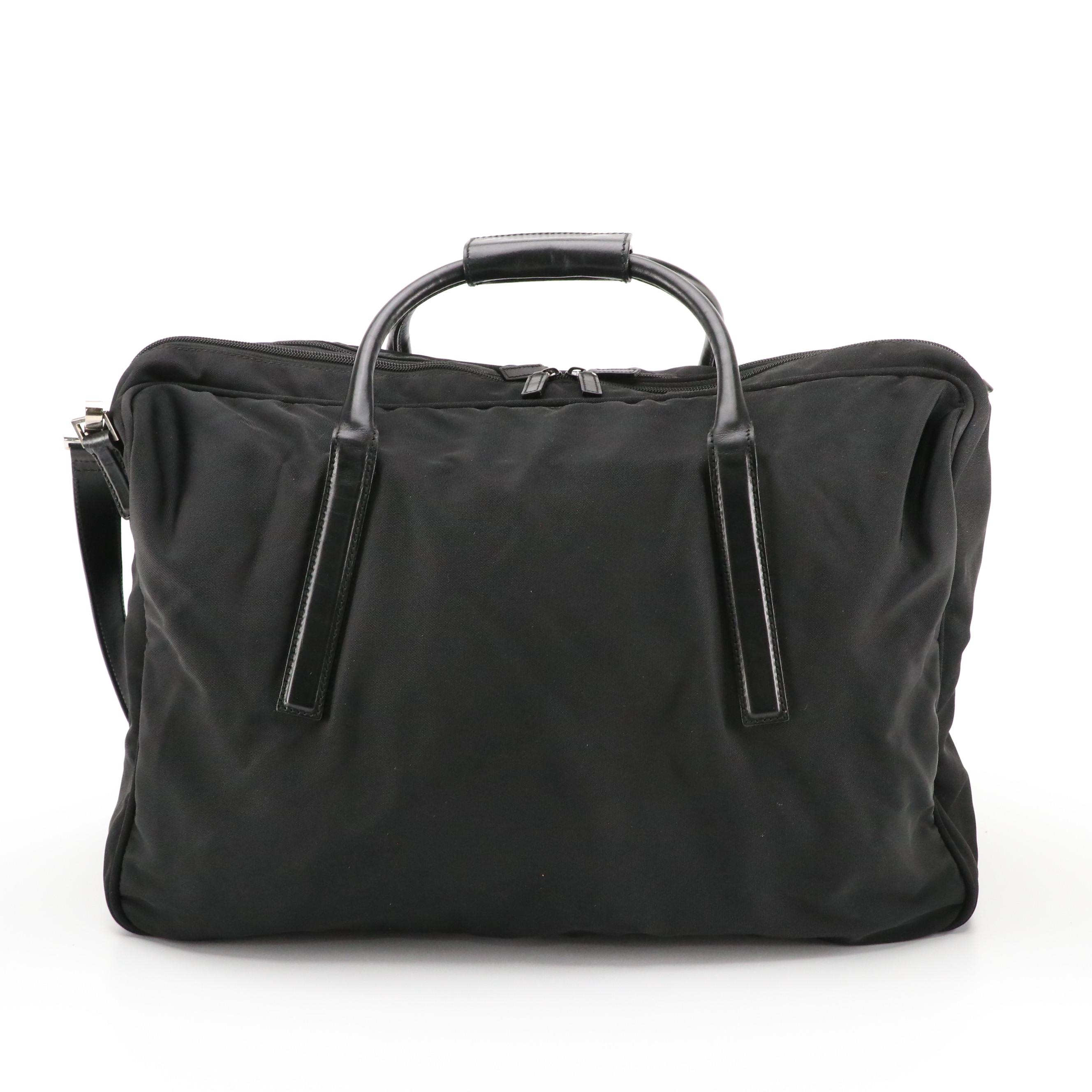 Gucci Weekender Travel Two-Way Bag in Black Nylon Canvas and Leather