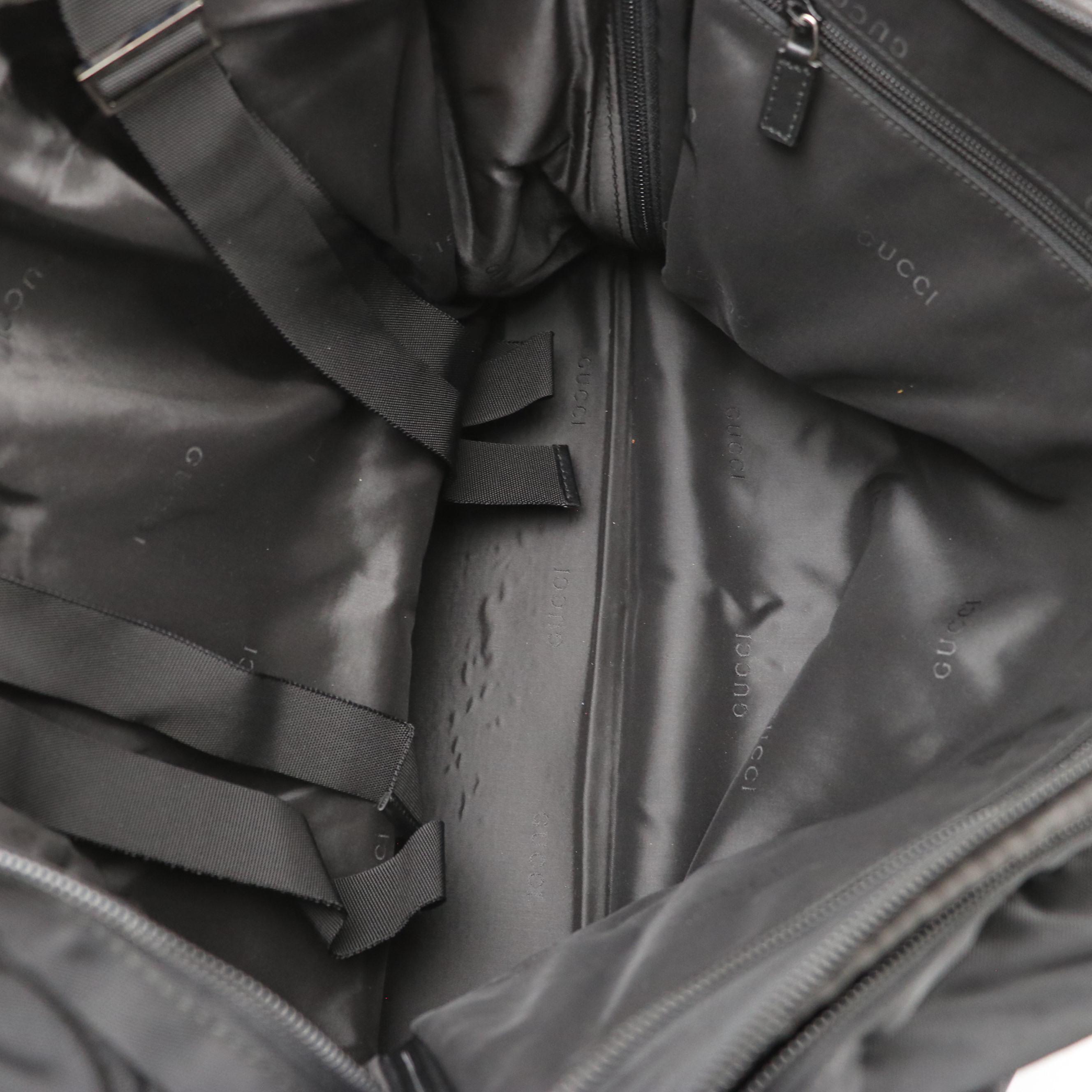 Gucci Weekender Travel Two-Way Bag in Black Nylon Canvas and Leather