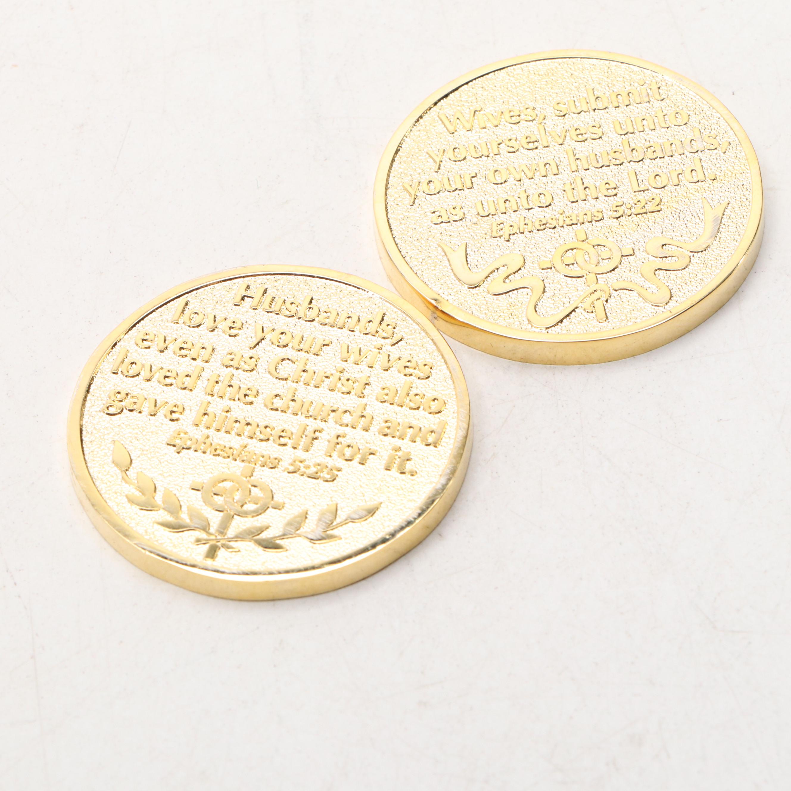 Baldwin Hardware Company Brass Candle Holders and Commemorative Wedding Coins