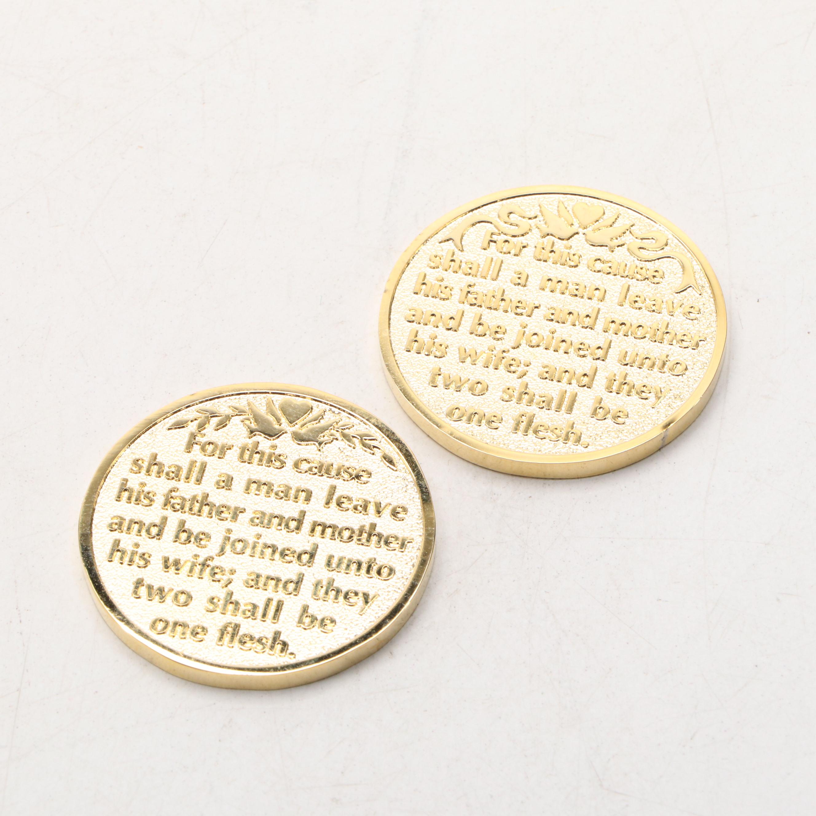 Baldwin Hardware Company Brass Candle Holders and Commemorative Wedding Coins