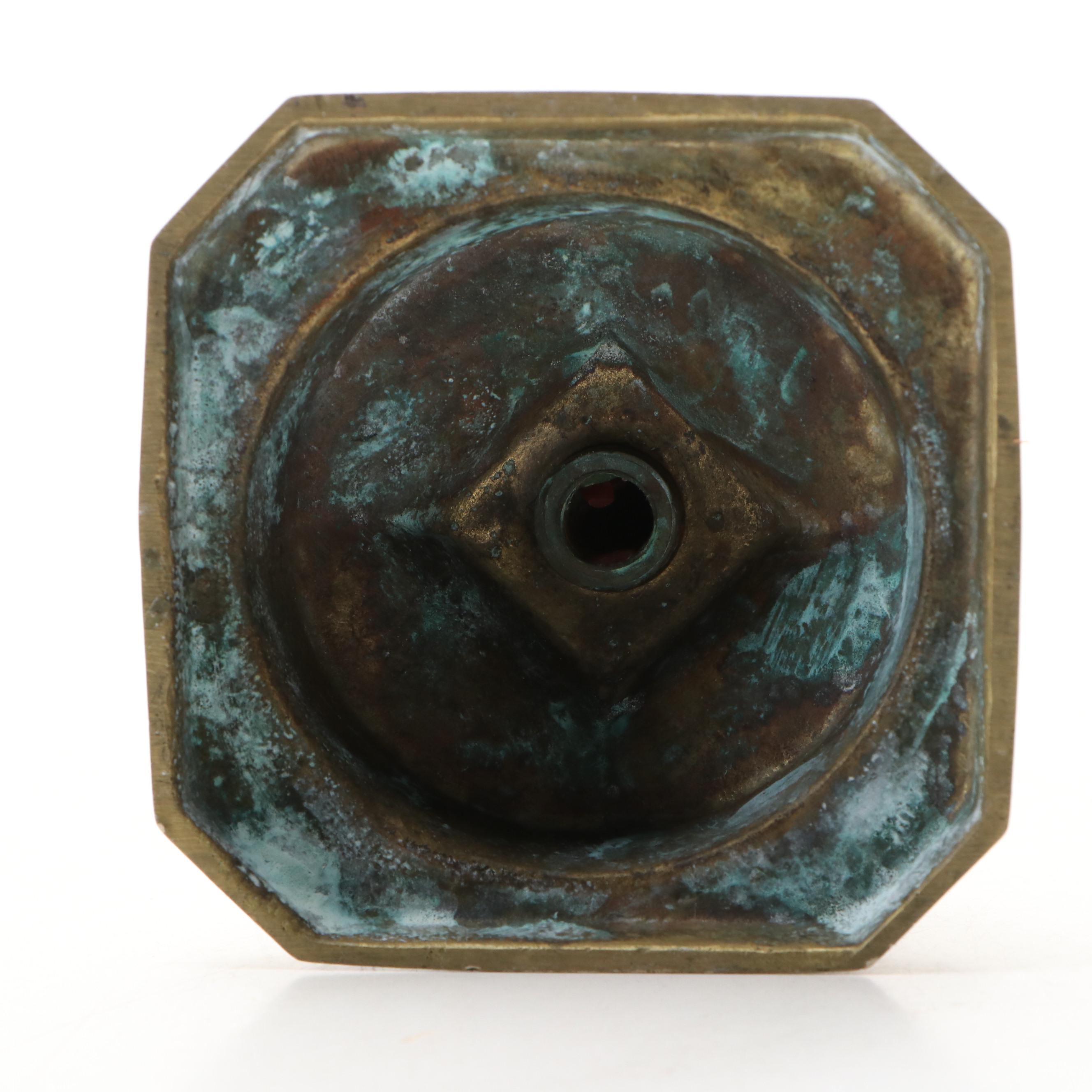 Baldwin Hardware Company Brass Candle Holders and Commemorative Wedding Coins