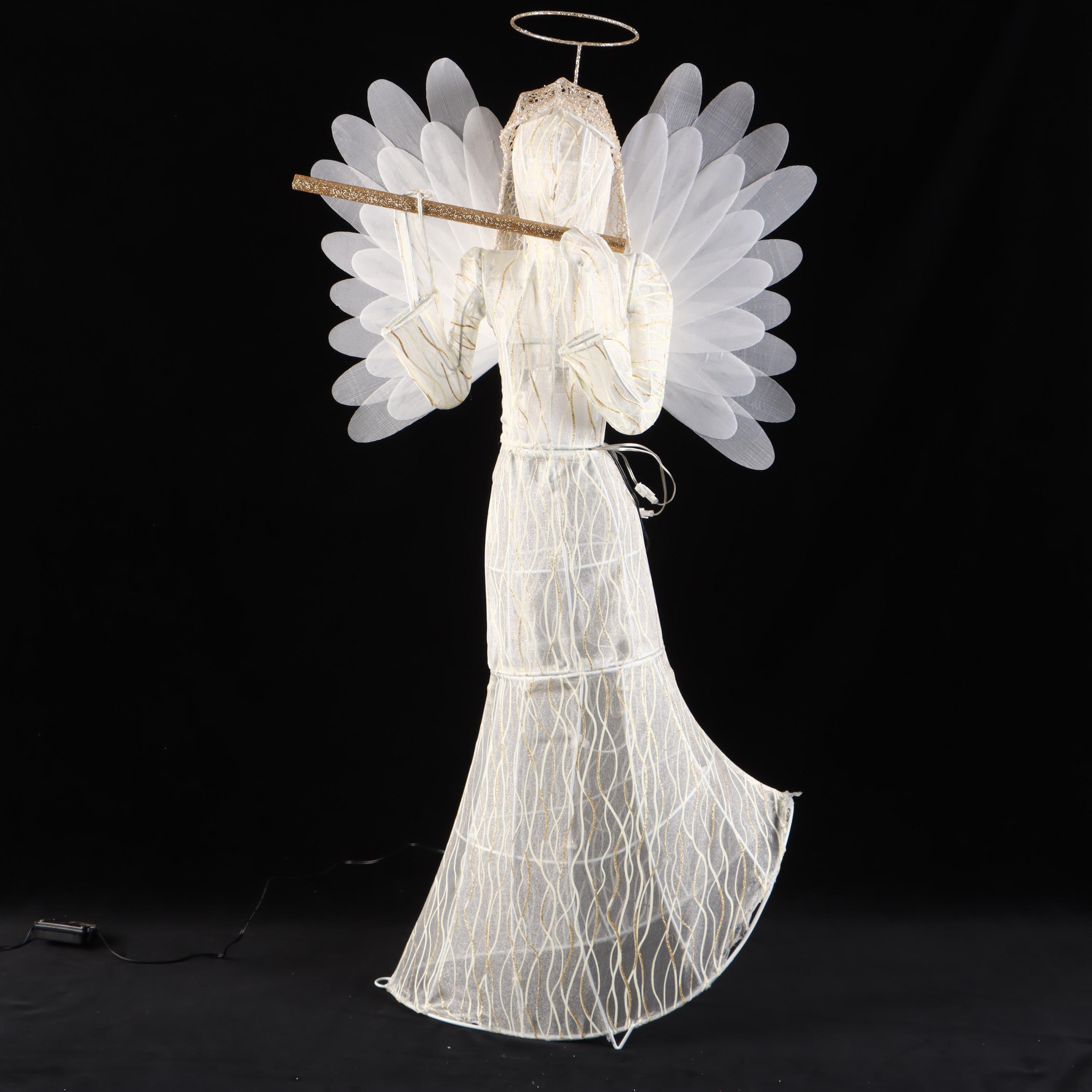 Mr. Christmas Animatronic Outdoor Angel and Colored Lightbulb Wreath