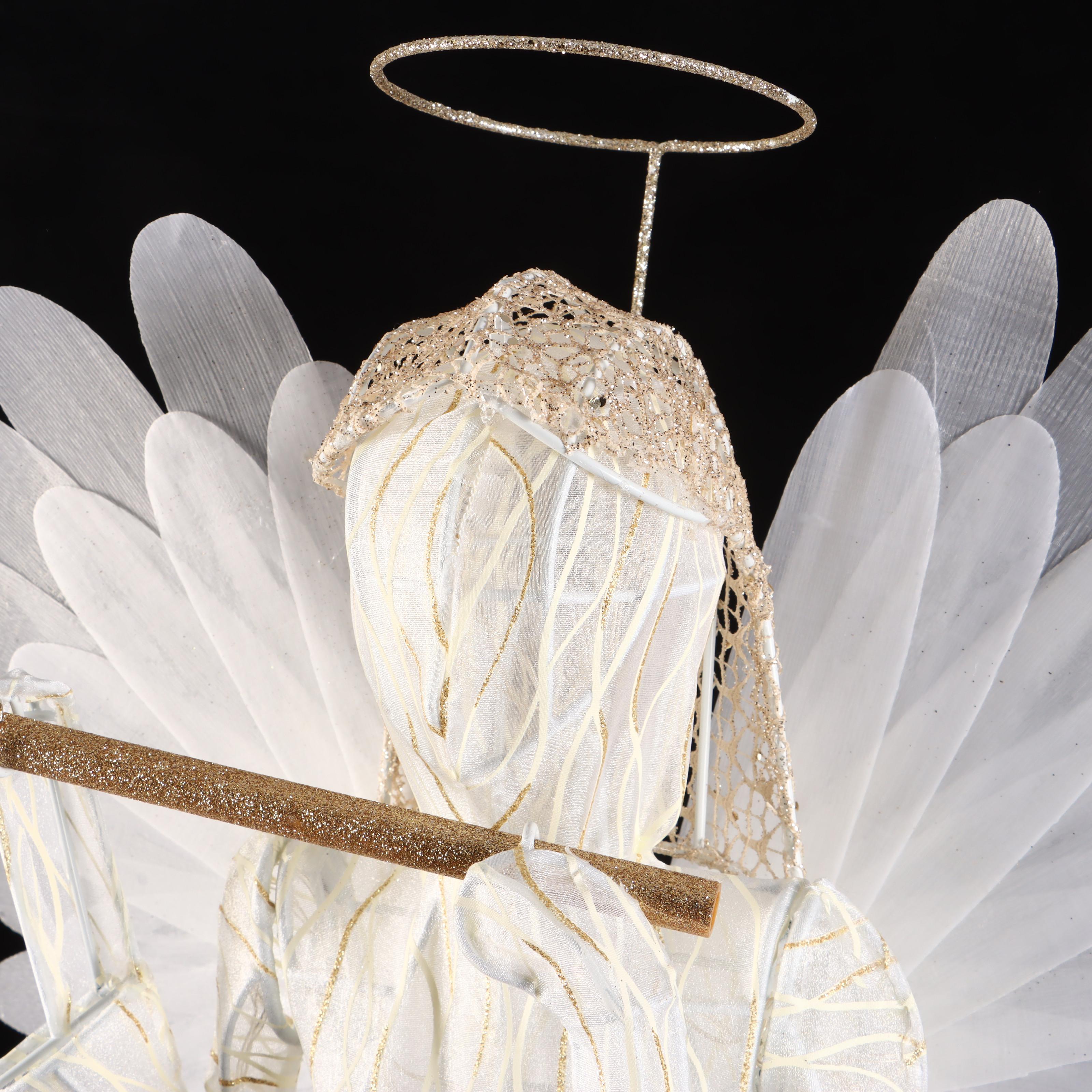 Mr. Christmas Animatronic Outdoor Angel and Colored Lightbulb Wreath