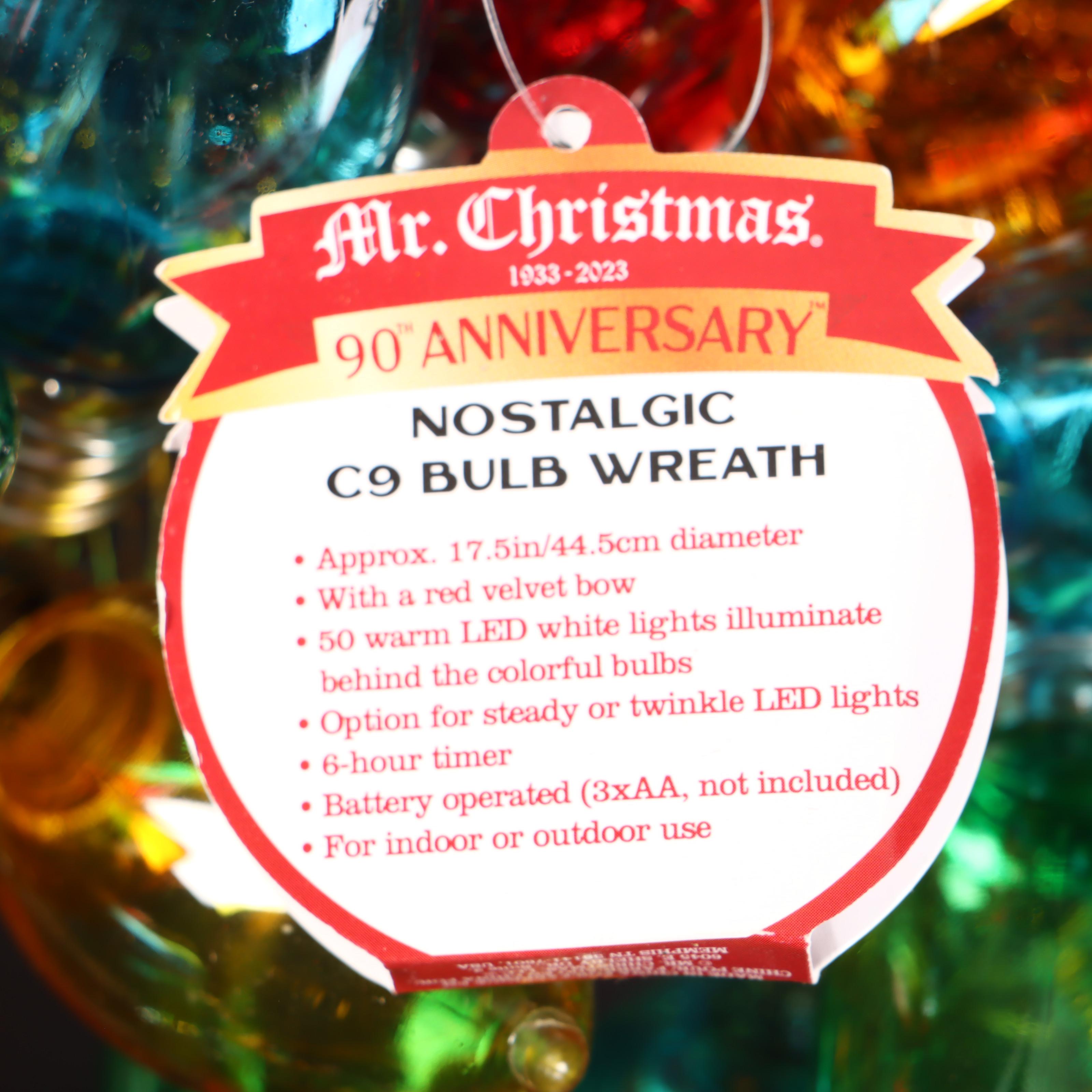 Mr. Christmas Animatronic Outdoor Angel and Colored Lightbulb Wreath