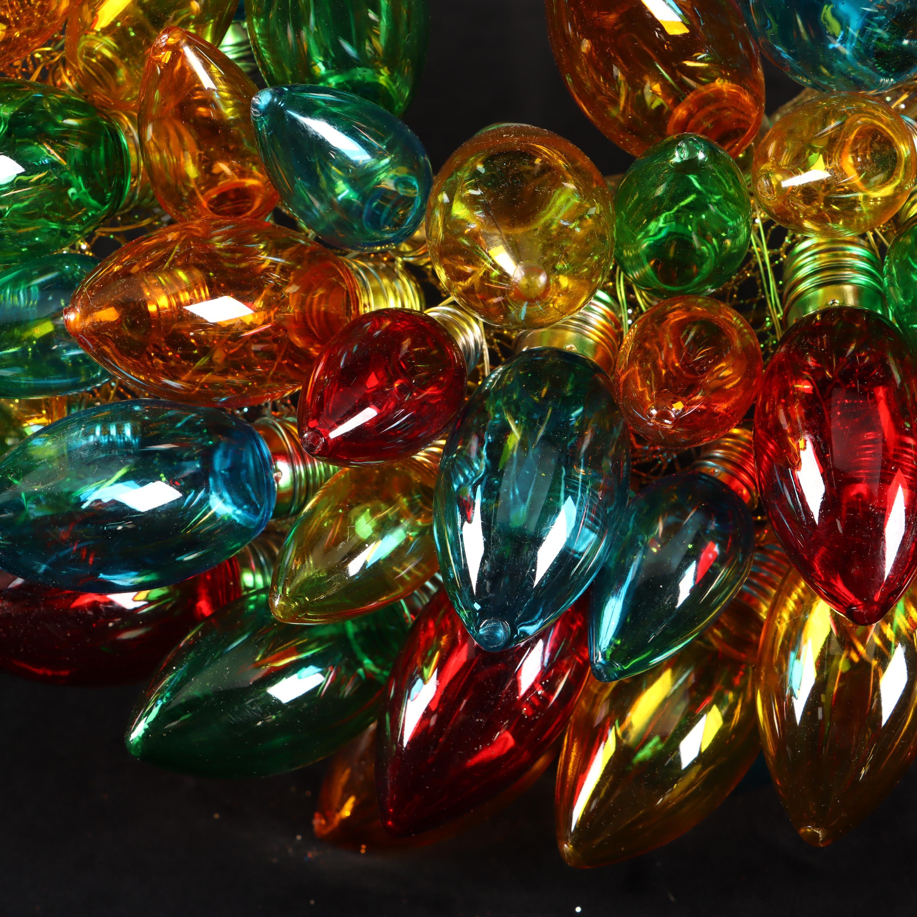 Mr. Christmas Animatronic Outdoor Angel and Colored Lightbulb Wreath