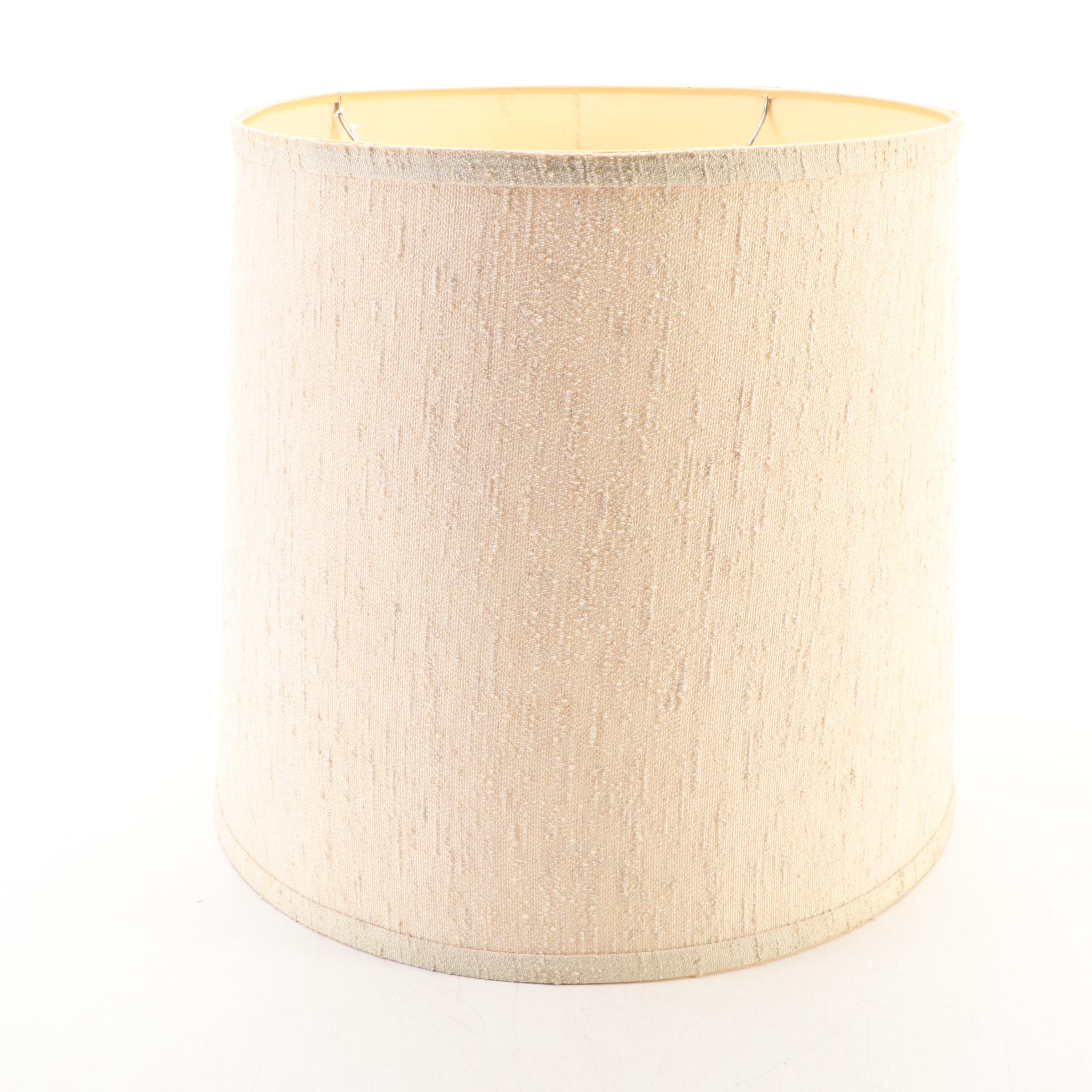 Mid Century Modern Drip Glaze Ceramic & Walnut Bowling Pin Lamp, Drum Shade