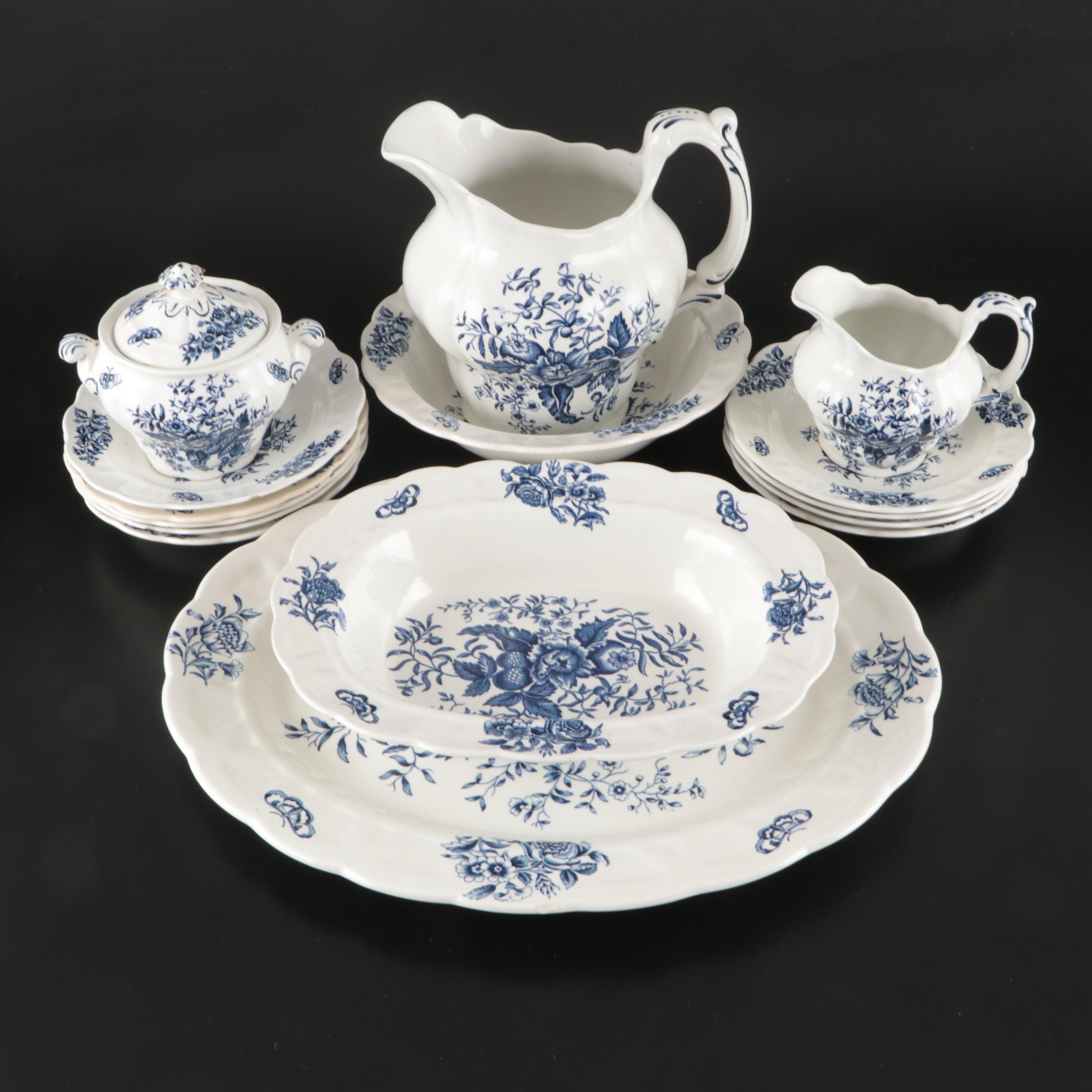 Booths "Peony Blue" Porcelain Tableware