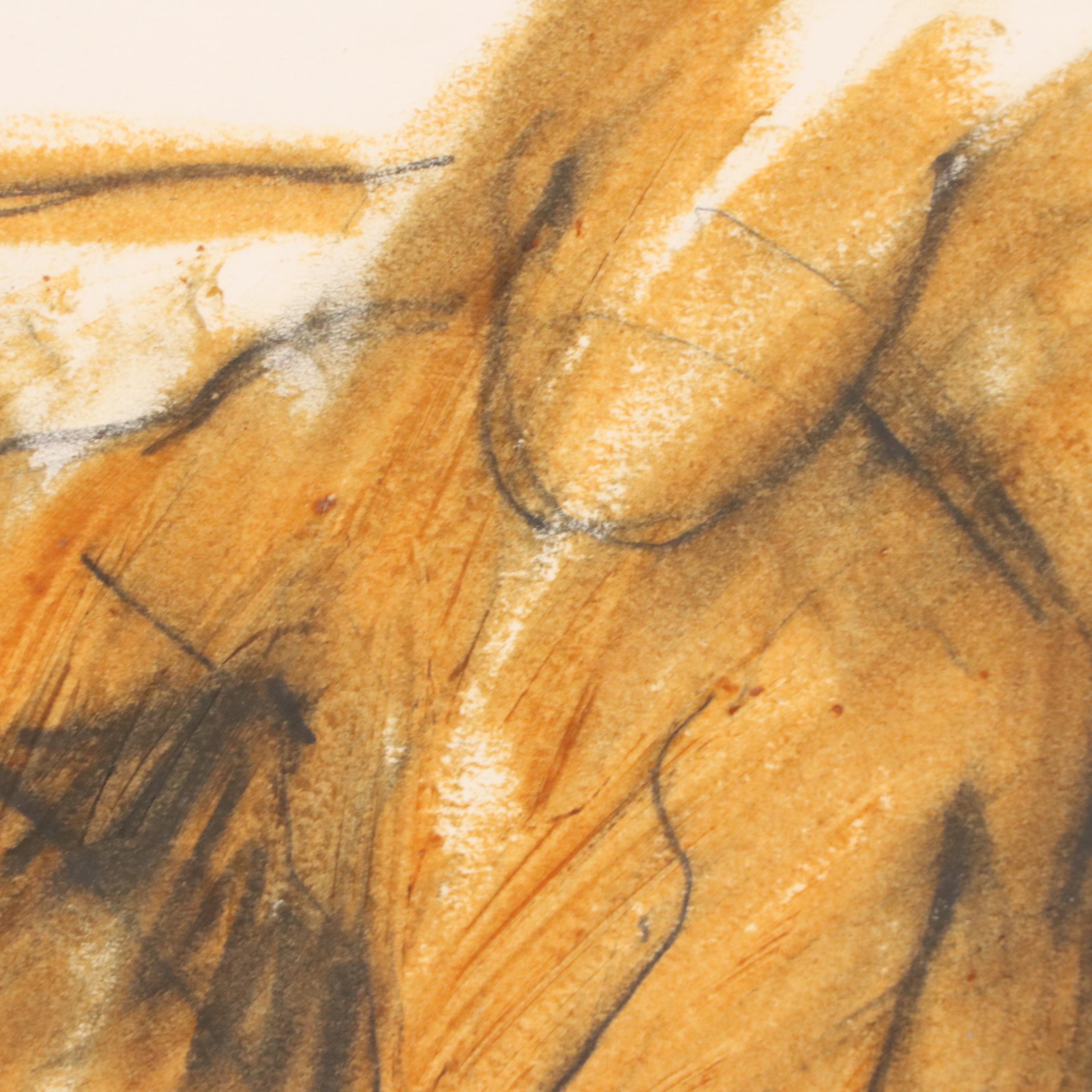 Jack Meanwell Stylized Seated Figure Drawing