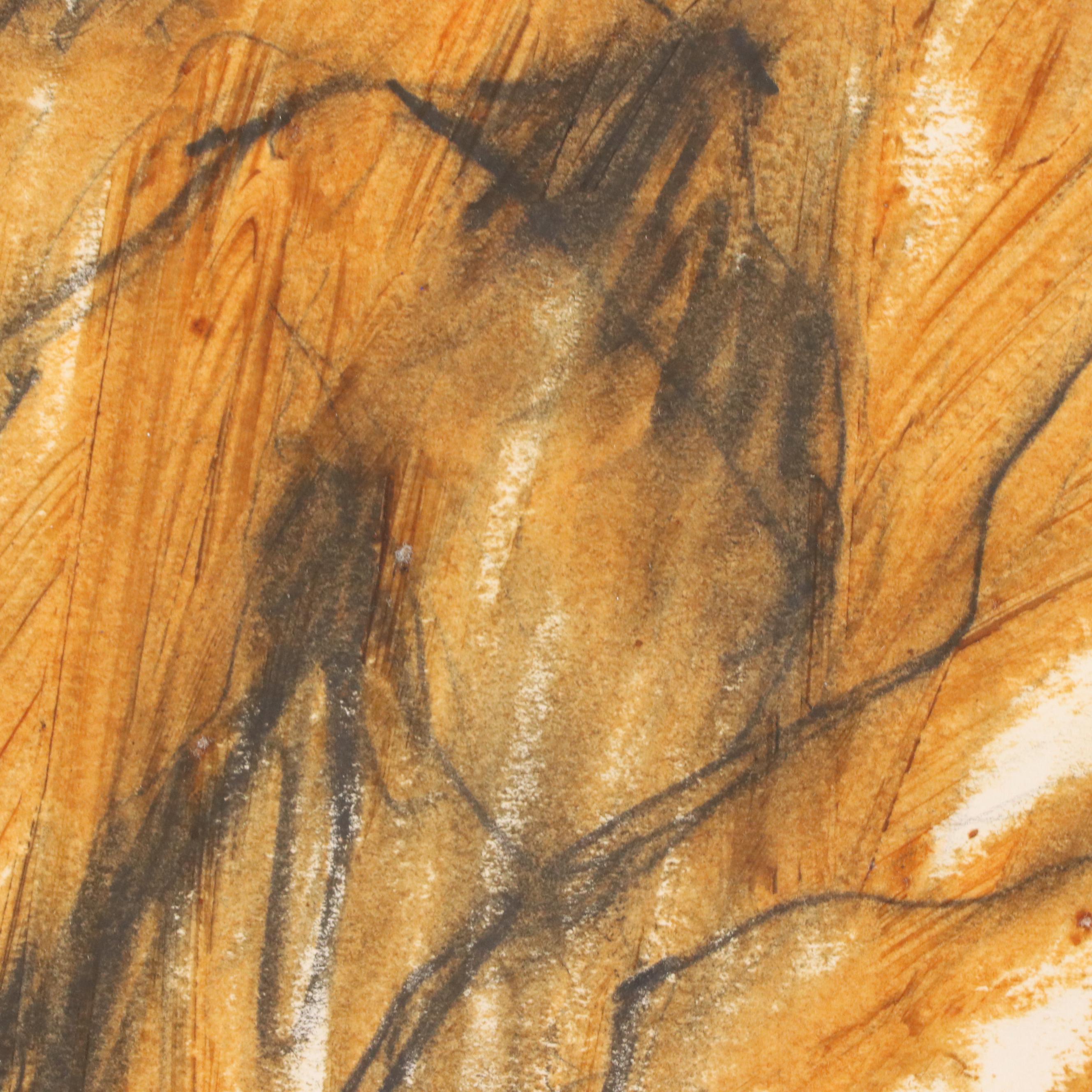 Jack Meanwell Stylized Seated Figure Drawing