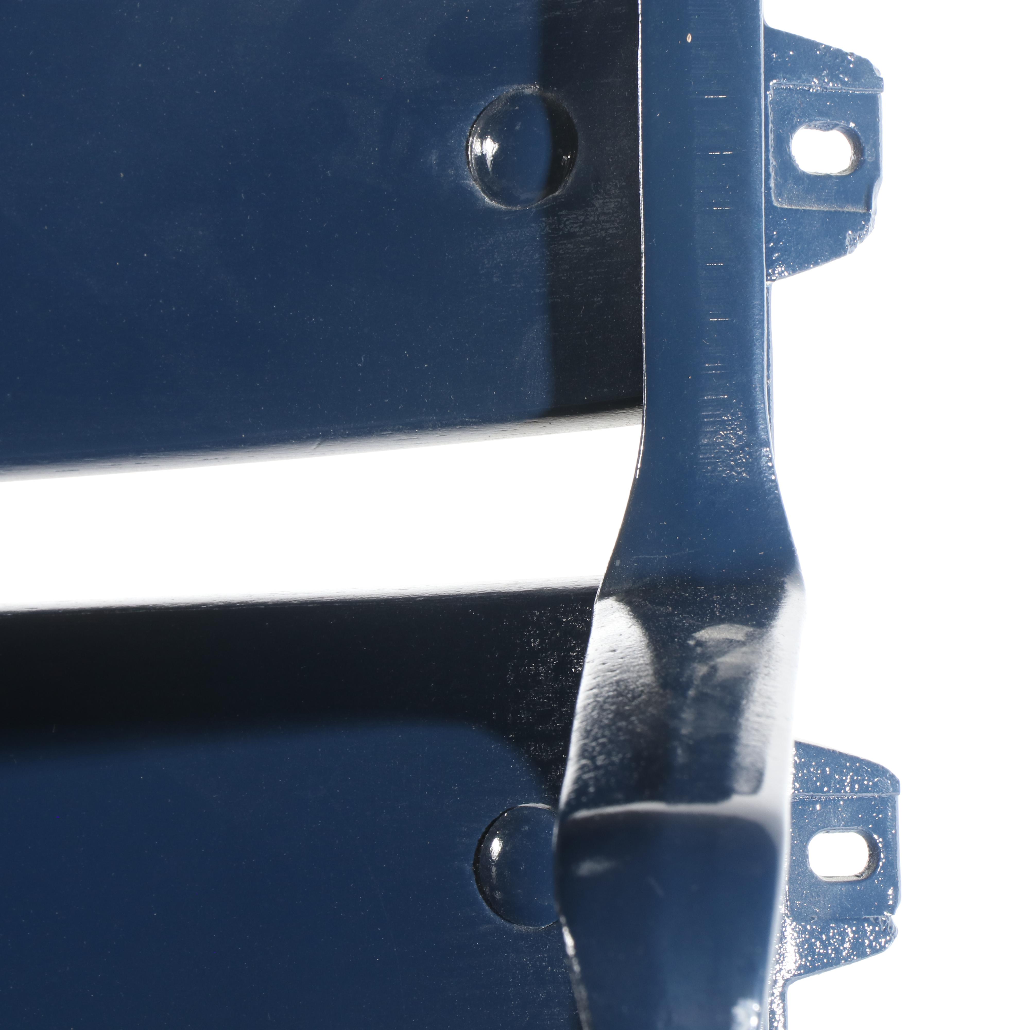 Blue Painted Wood and Metal Stadium Seats on Platform