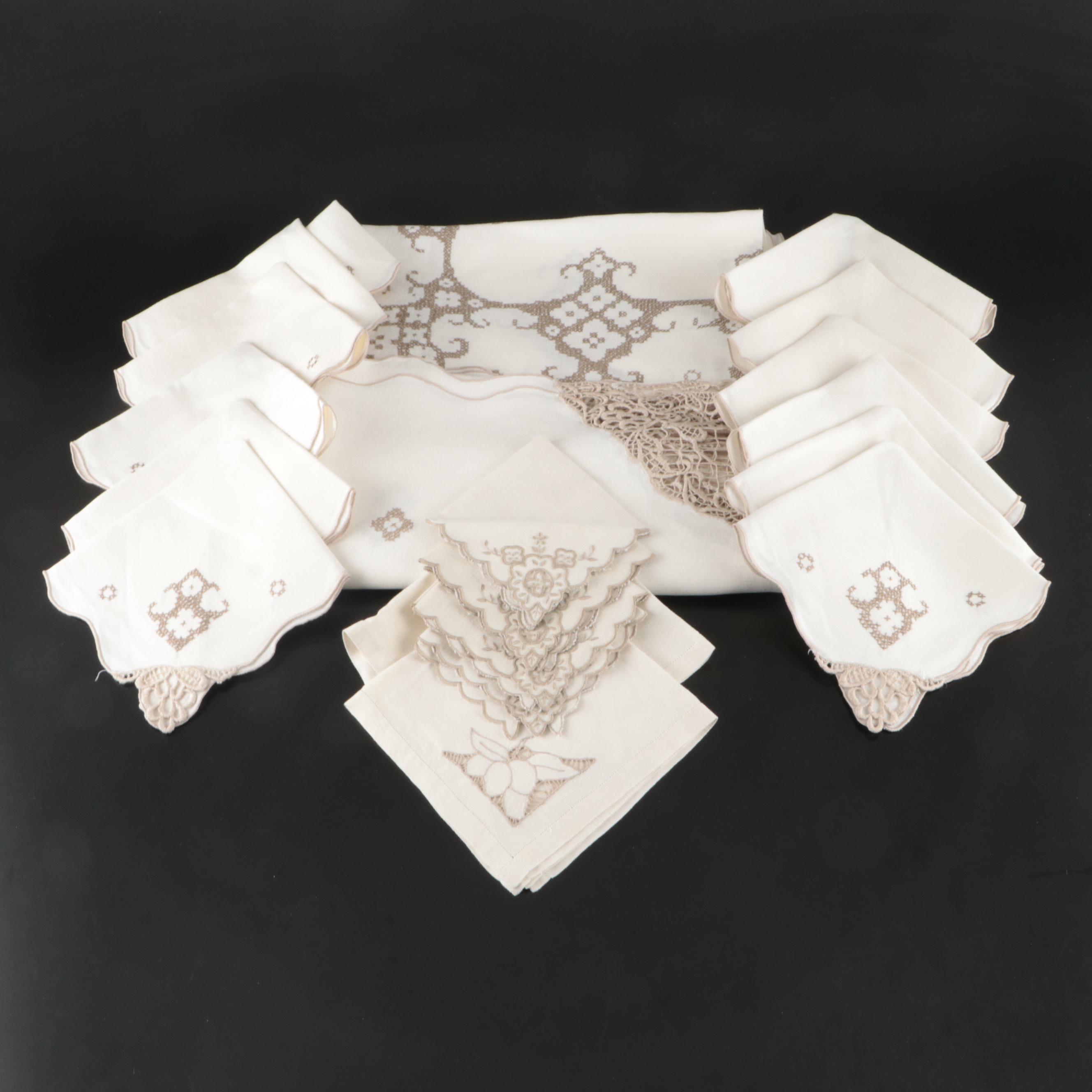 Lace-Edged with Embroidered and Cutwork Linens, 20th Century