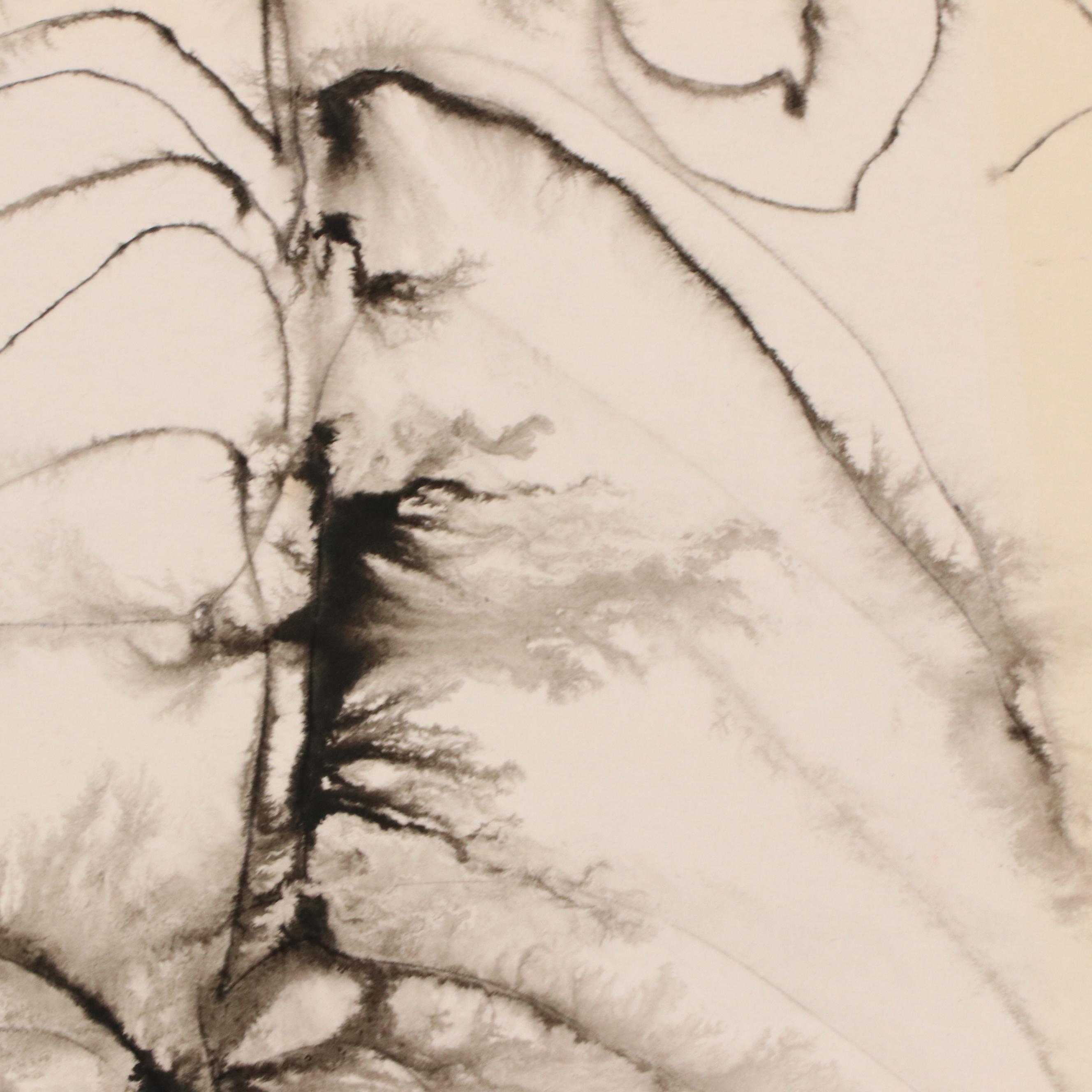 Jack Meanwell Abstract Floral Ink Drawing, 1978