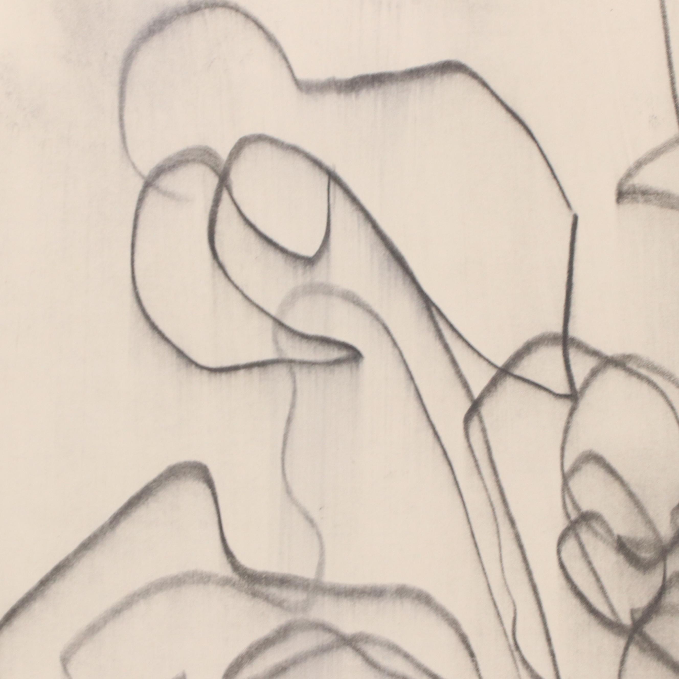 Jack Meanwell Abstract Floral Still Life Ink Drawing, 1978