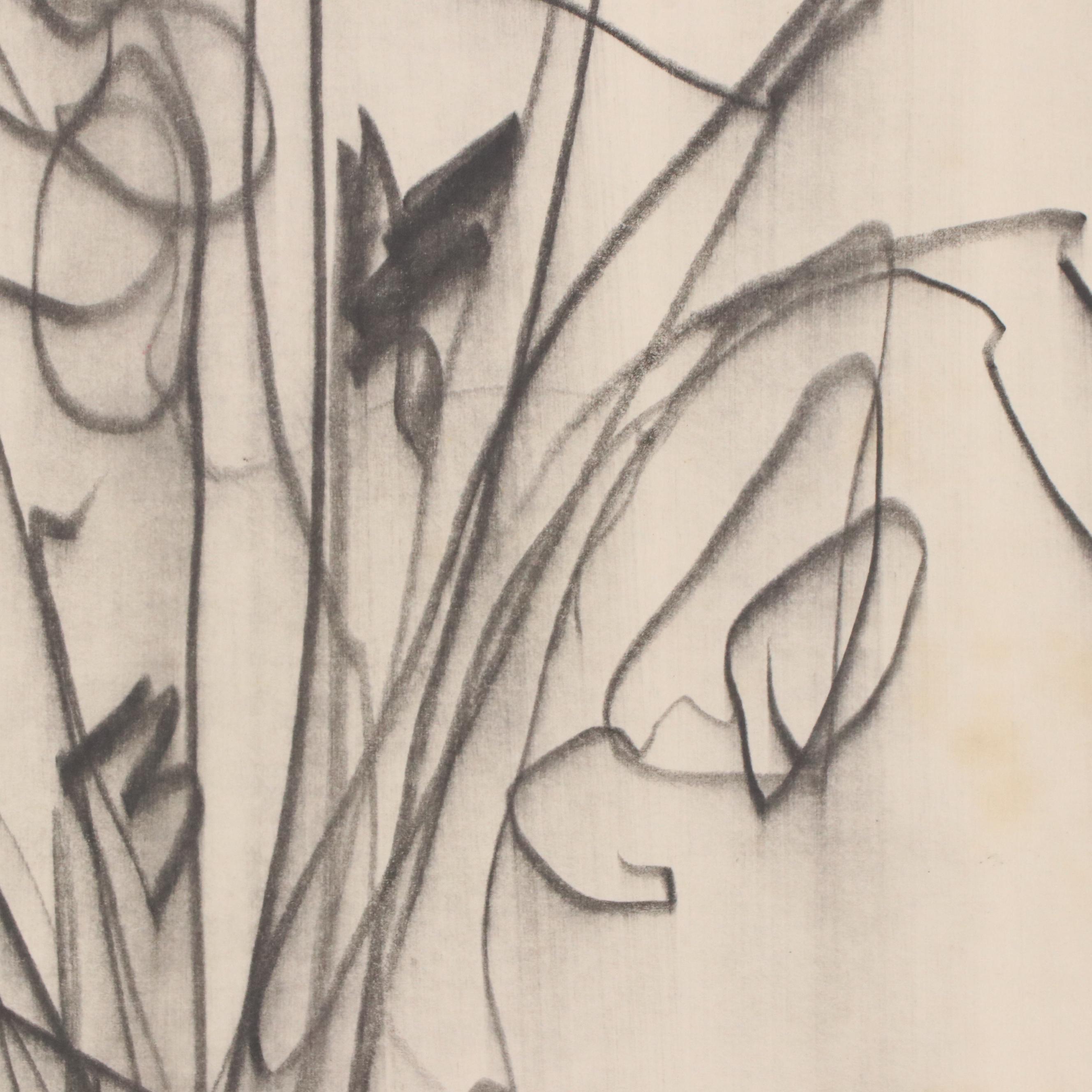 Jack Meanwell Abstract Floral Still Life Ink Drawing, 1978