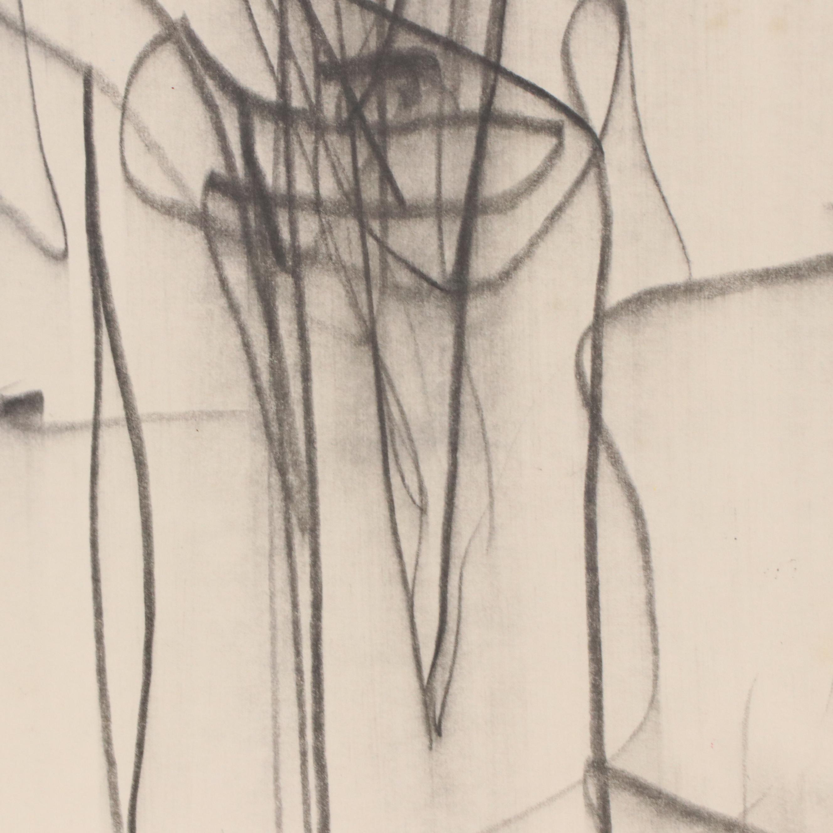 Jack Meanwell Abstract Floral Still Life Ink Drawing, 1978