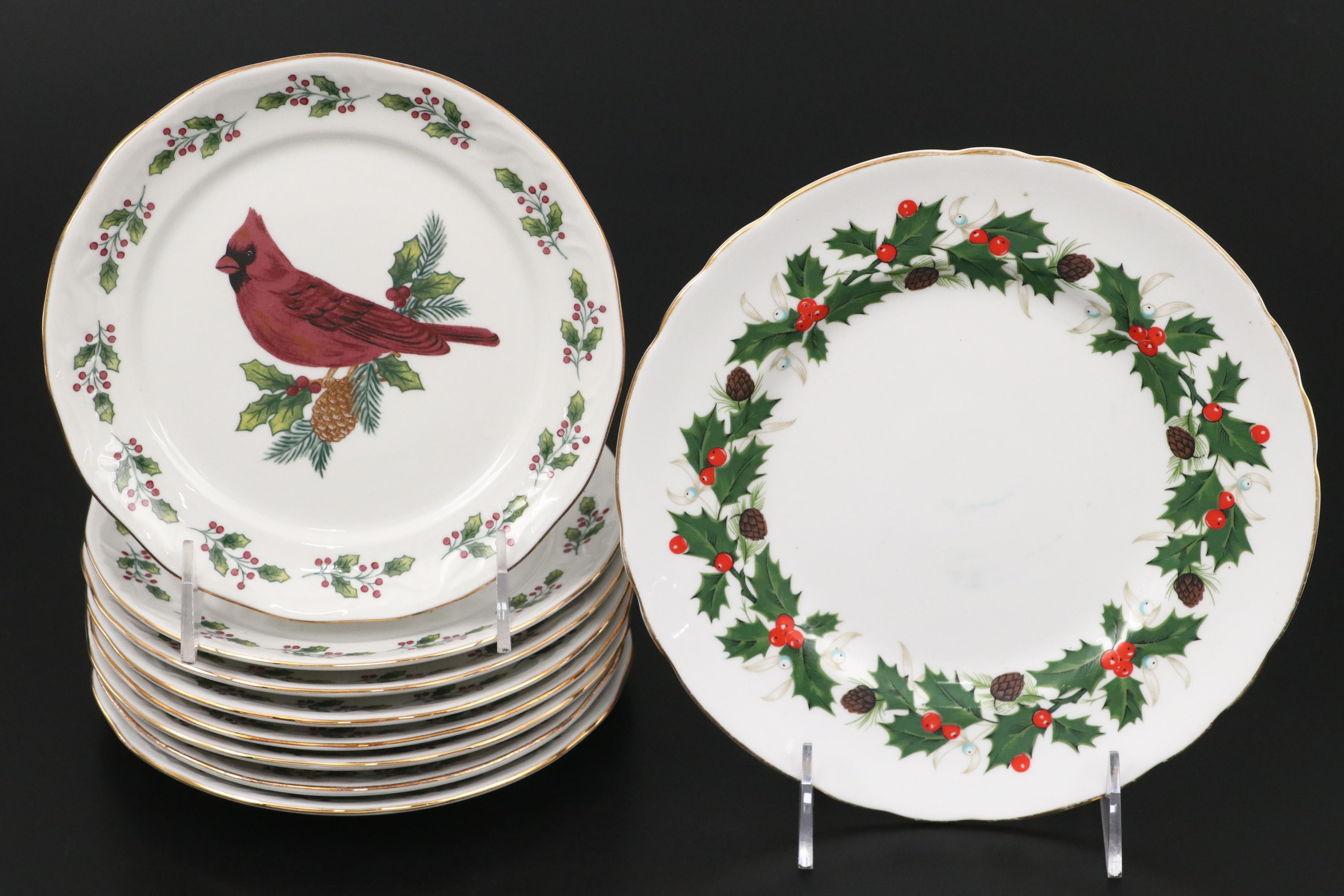 Gibson Designs "Songbirds" Porcelain Plates and Bowls with Royal Tuscan Plate
