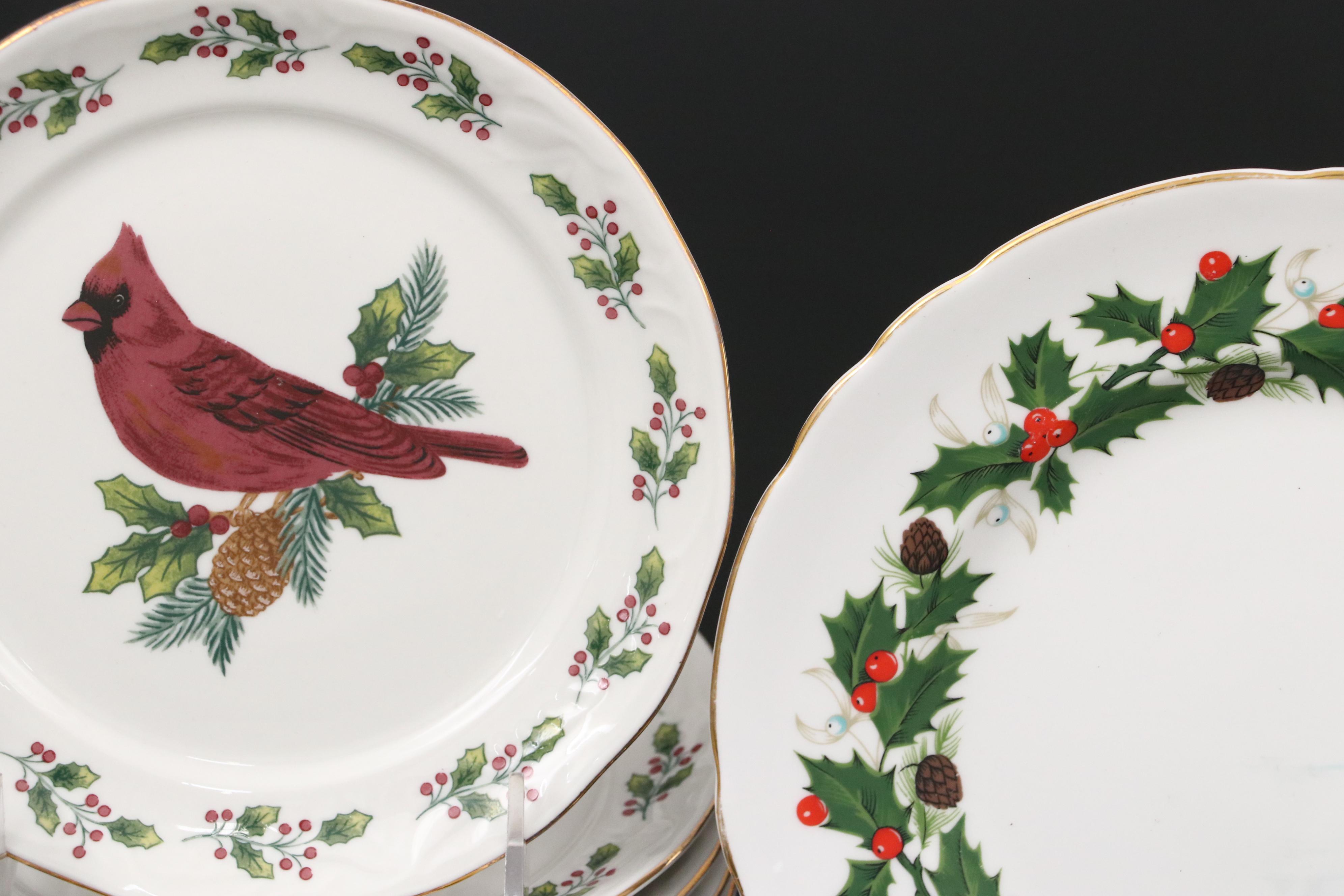 Gibson Designs "Songbirds" Porcelain Plates and Bowls with Royal Tuscan Plate