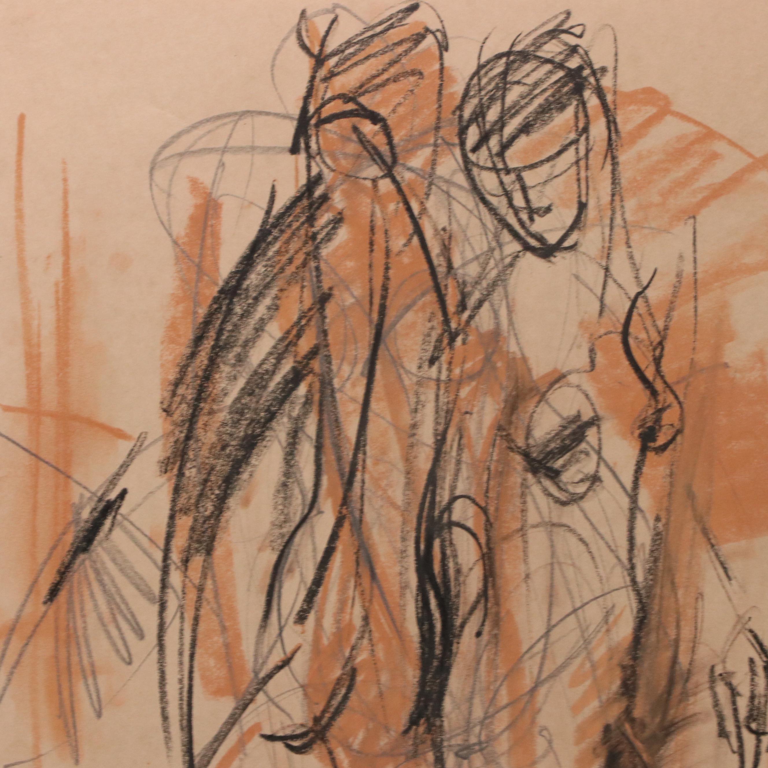 Jack Meanwell Gestural Figure Drawing, Late 20th Century