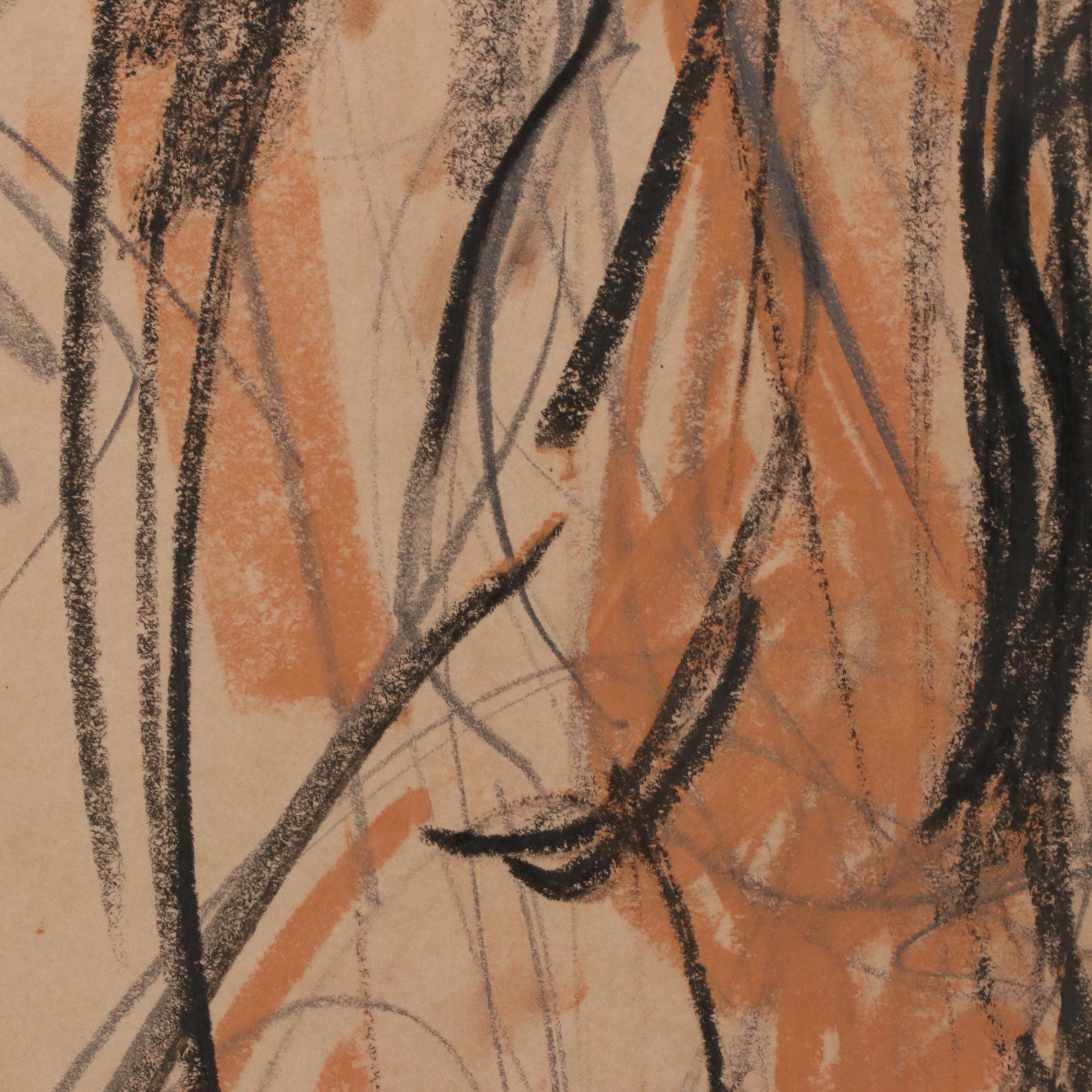 Jack Meanwell Gestural Figure Drawing, Late 20th Century