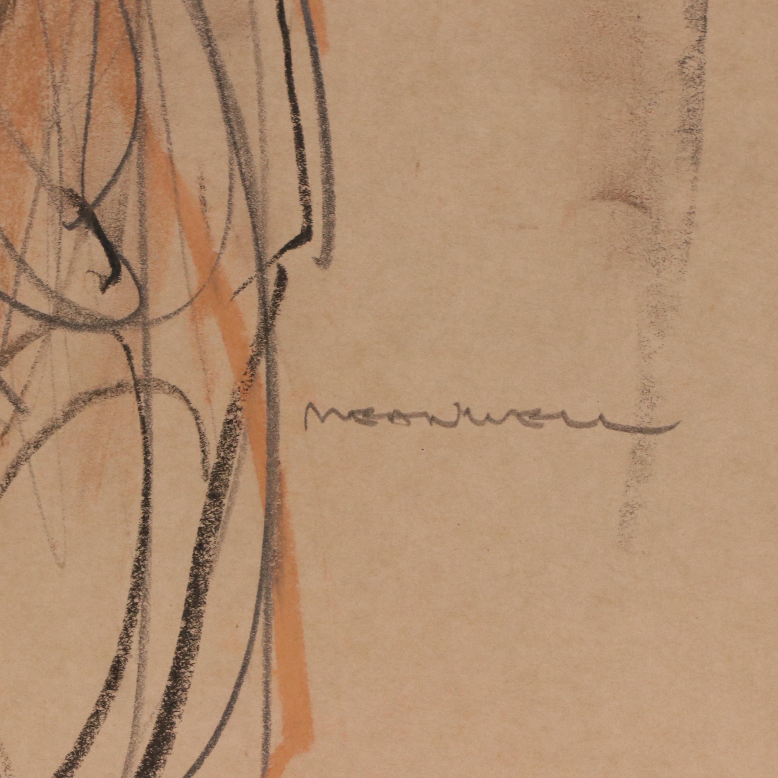 Jack Meanwell Gestural Figure Drawing, Late 20th Century