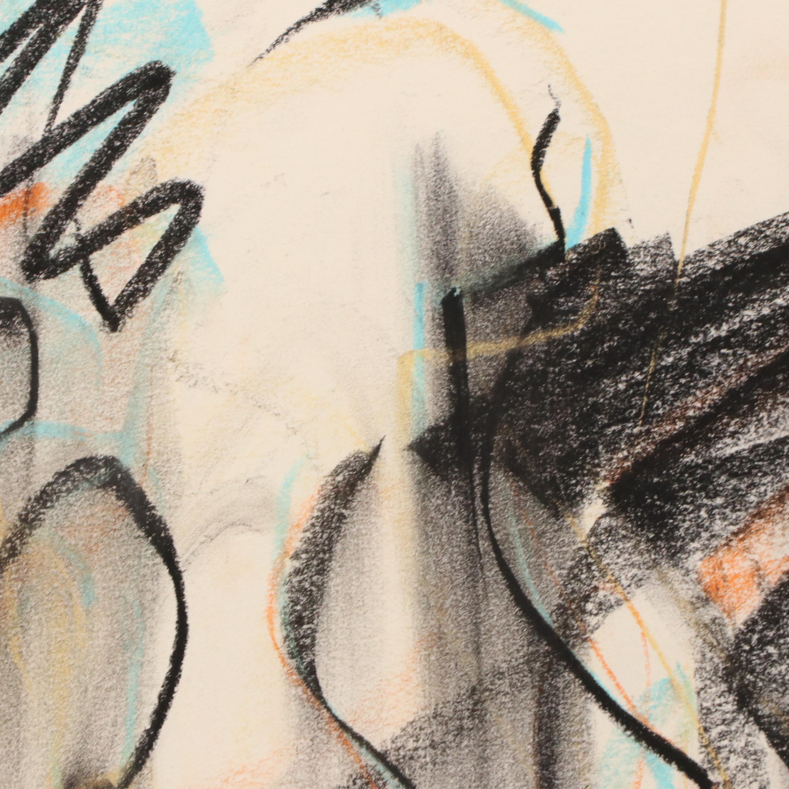 Jack Meanwell Oil Pastel Drawing: Gestural Figure, 1978