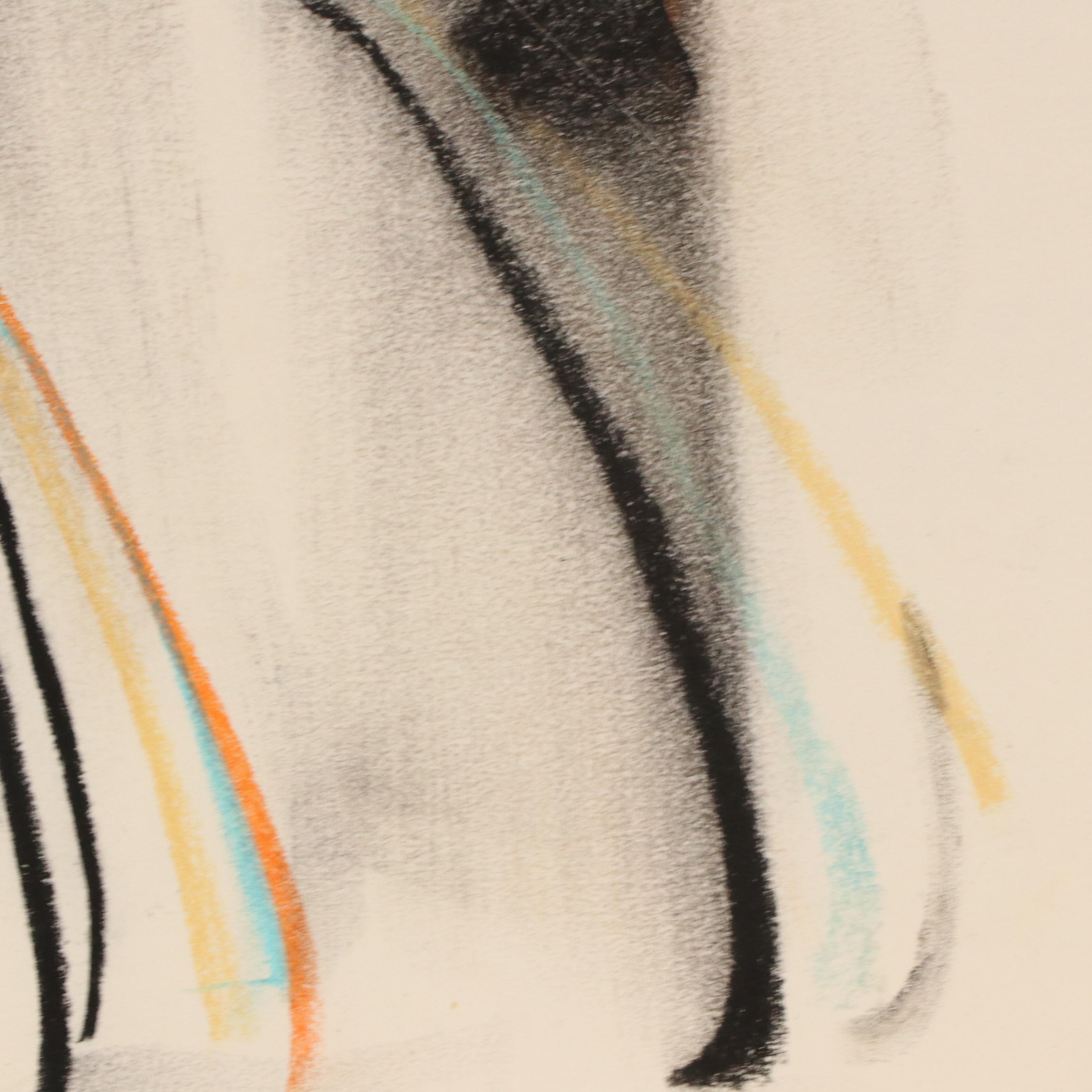 Jack Meanwell Oil Pastel Drawing: Gestural Figure, 1978