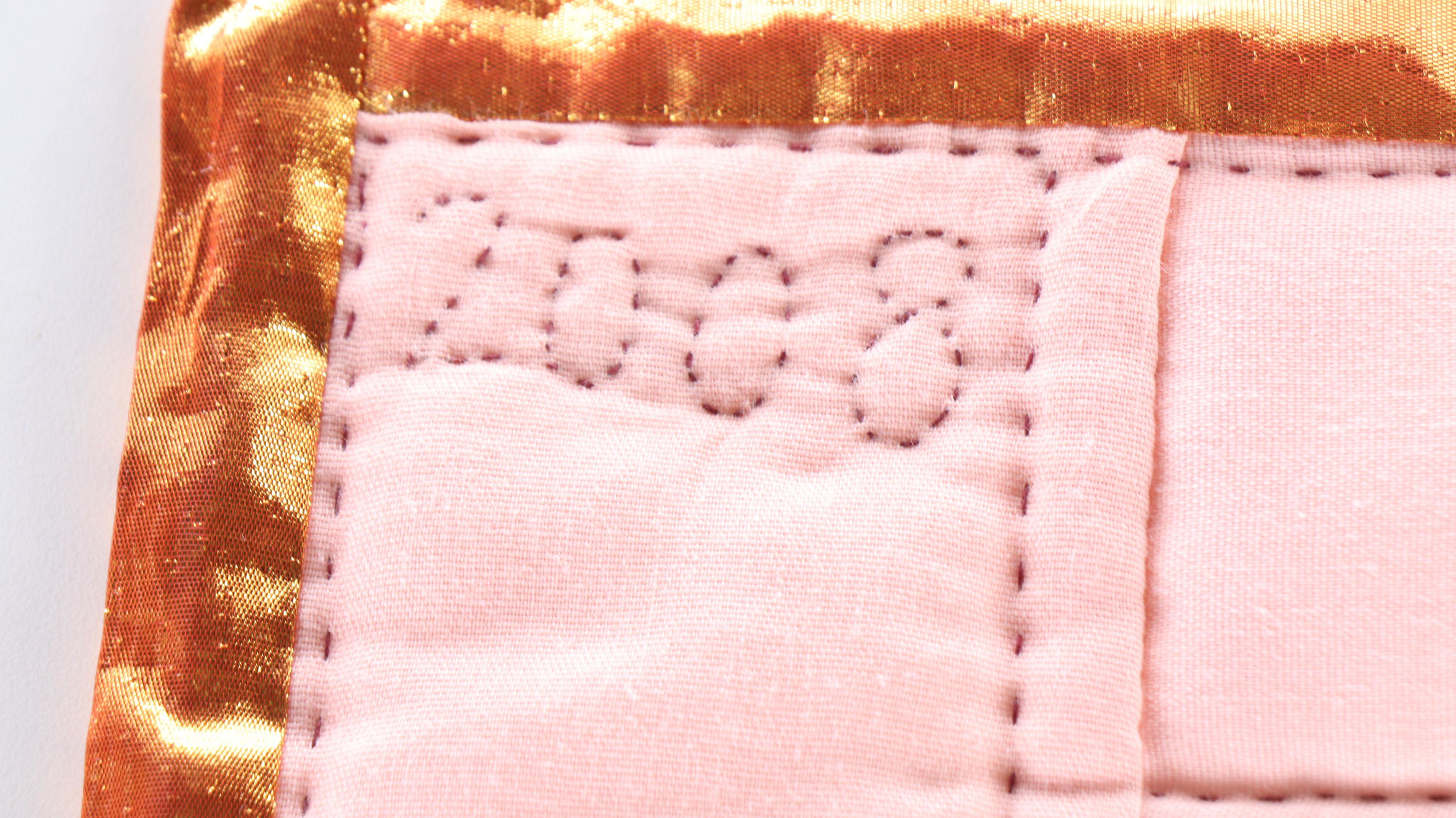 Cacilda Meier Handmade Artisan Quilt "Purple Propinquity" and "Peach Blossom"