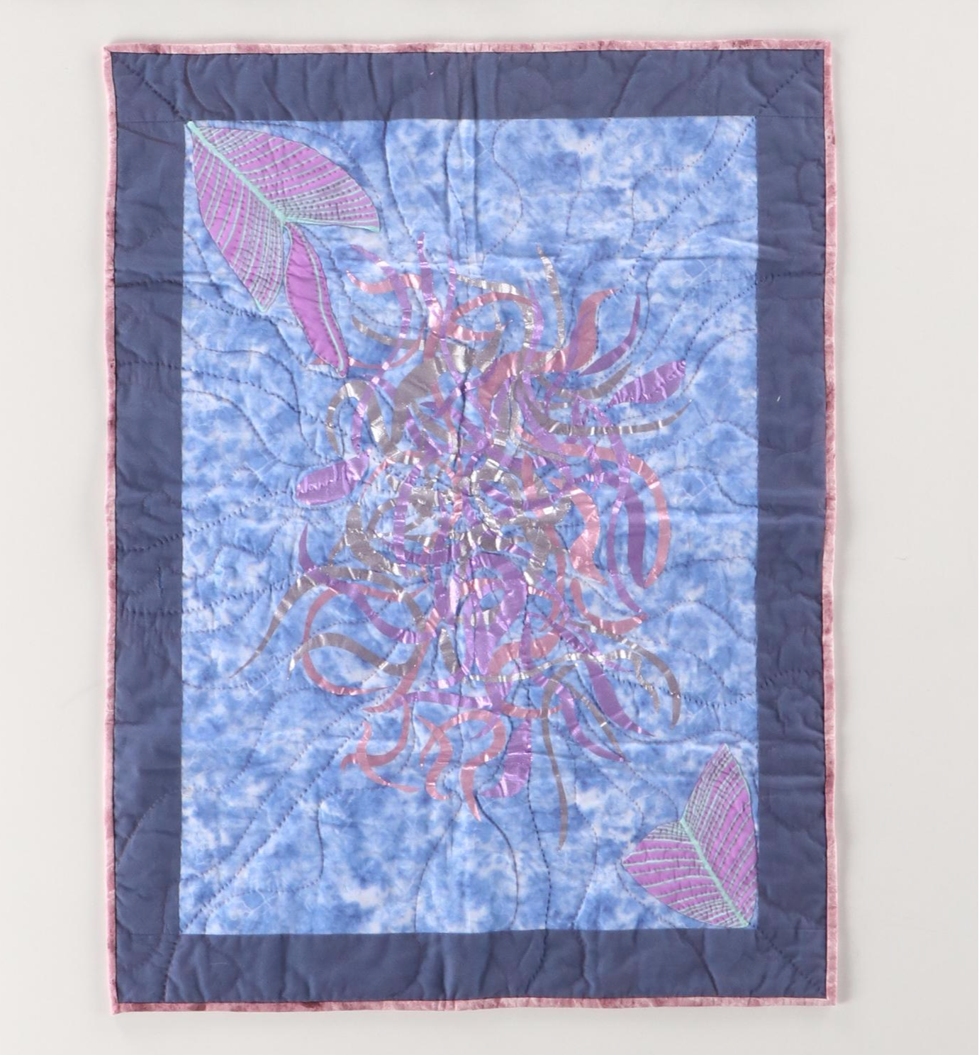 Cacilda Meier Handmade Artisan Quilt "Purple Propinquity" and "Peach Blossom"