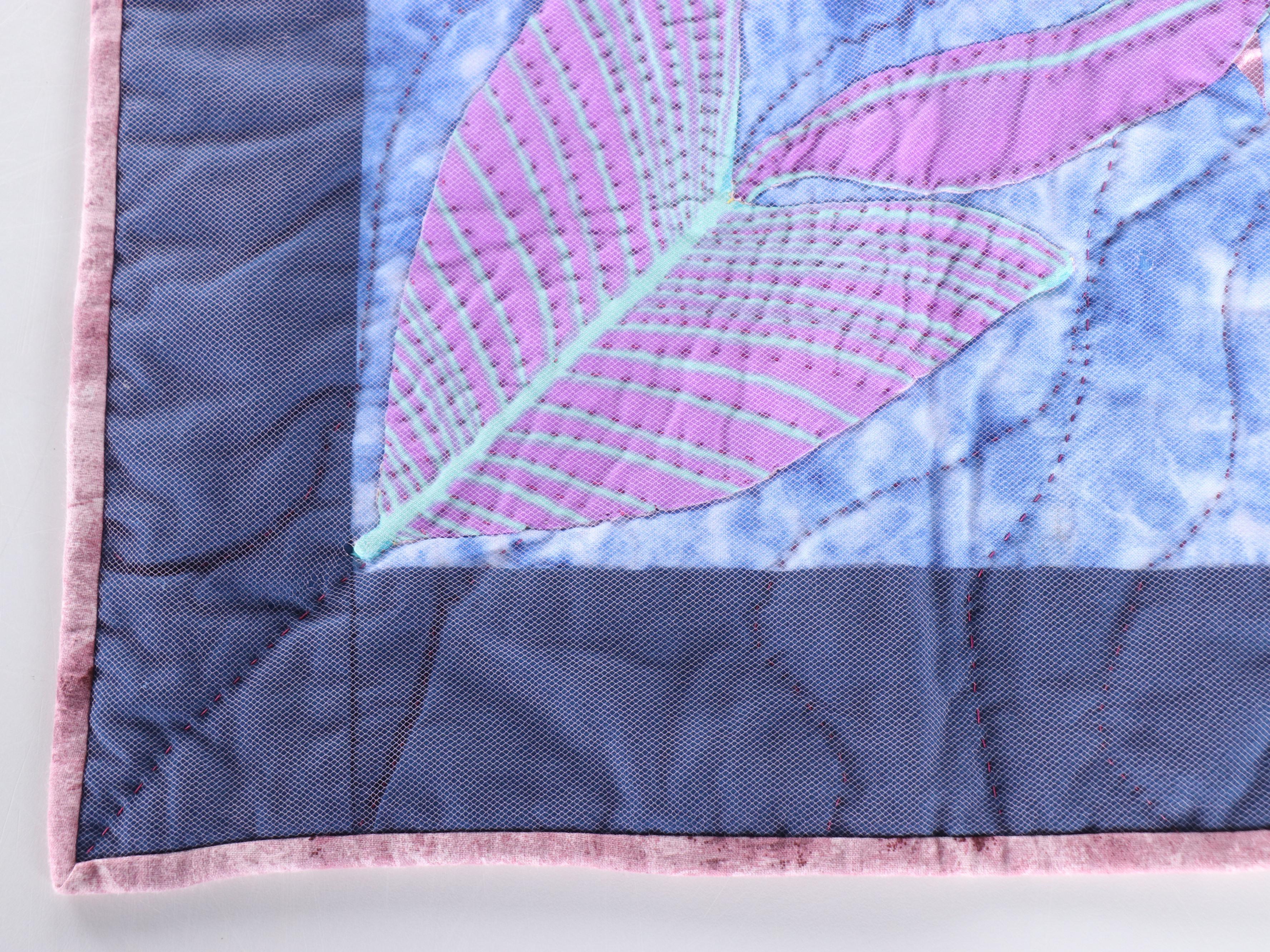Cacilda Meier Handmade Artisan Quilt "Purple Propinquity" and "Peach Blossom"