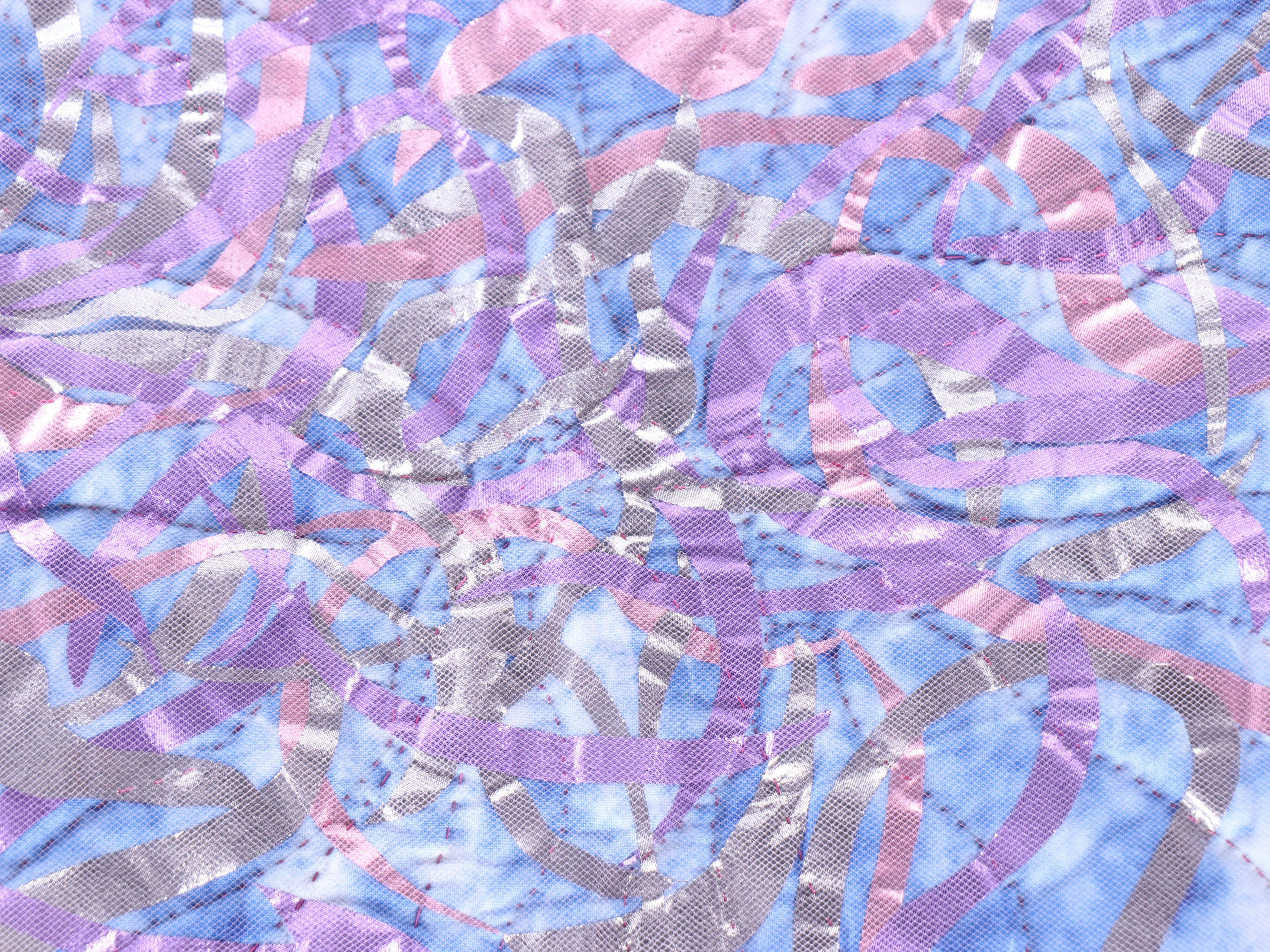 Cacilda Meier Handmade Artisan Quilt "Purple Propinquity" and "Peach Blossom"