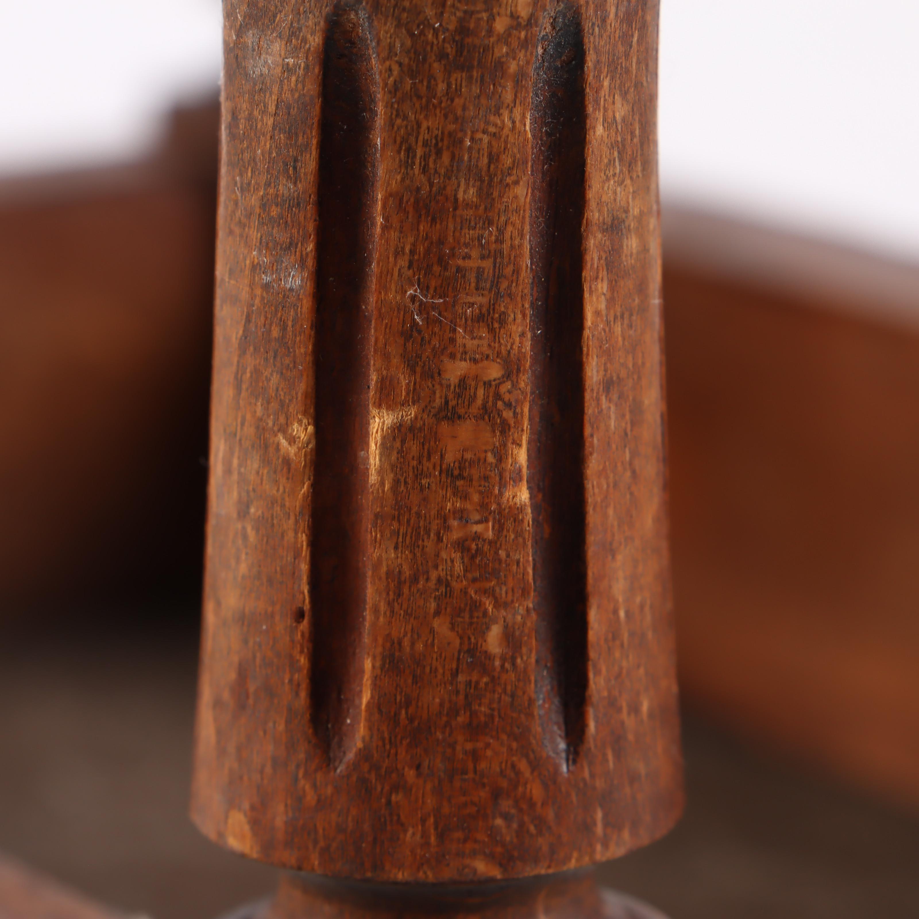 Victorian Carved Wood Footstool with Needlepoint Cushion