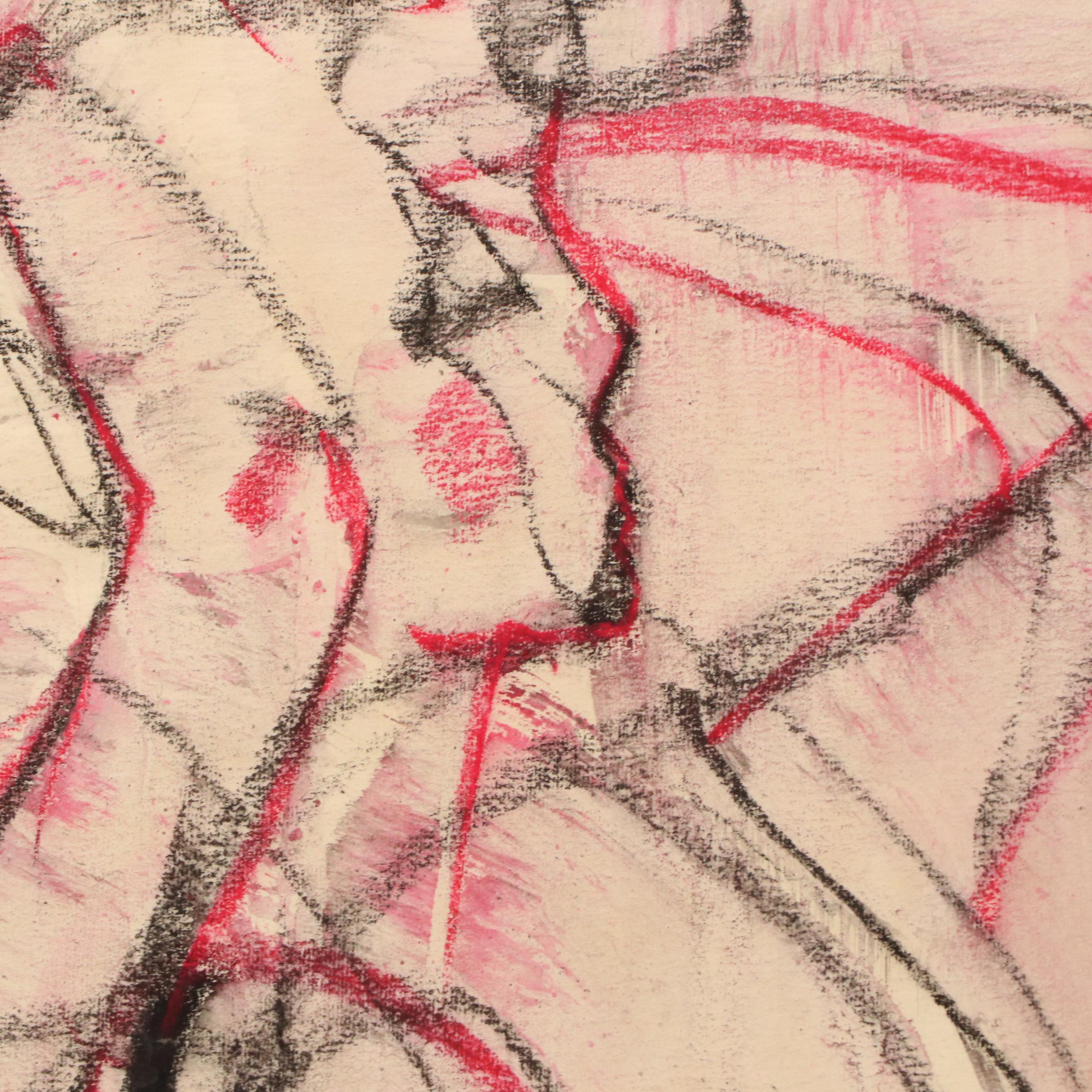 Jack Meanwell Stylized Nude Figure Line Drawing, 1982