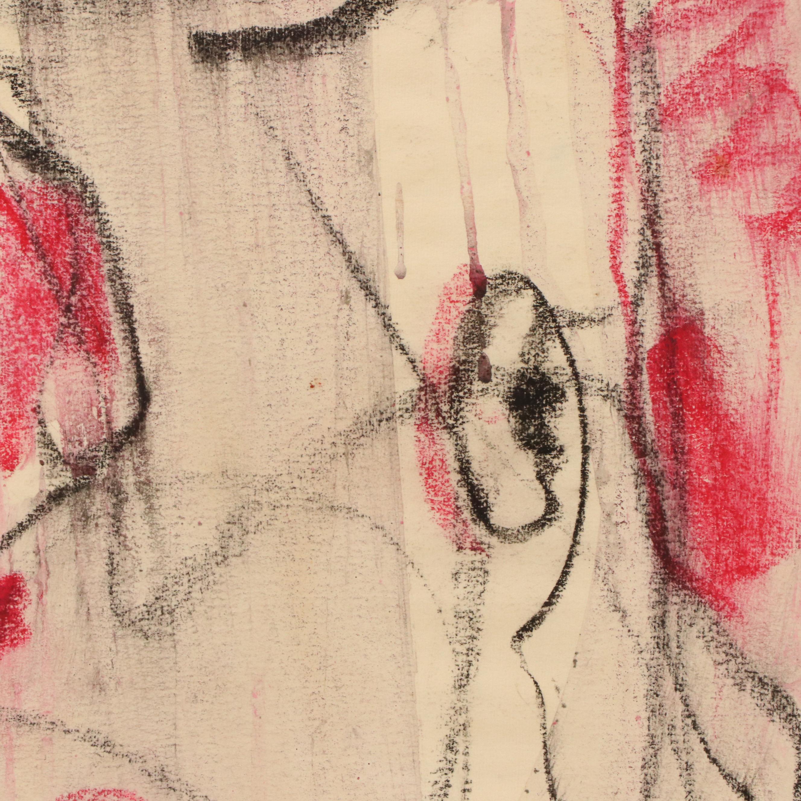 Jack Meanwell Stylized Nude Figure Line Drawing, 1982