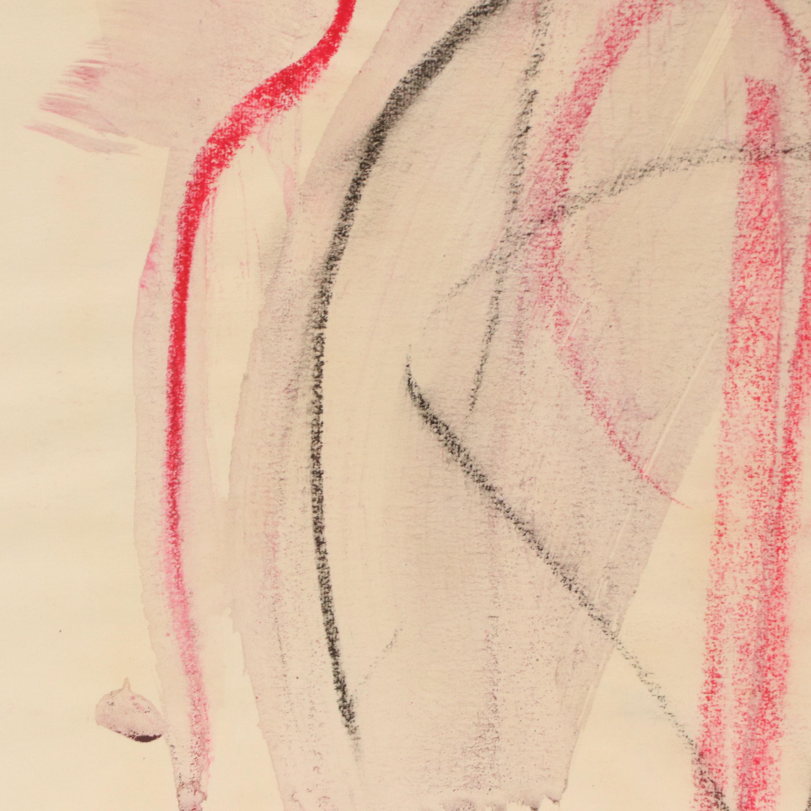 Jack Meanwell Stylized Nude Figure Line Drawing, 1982
