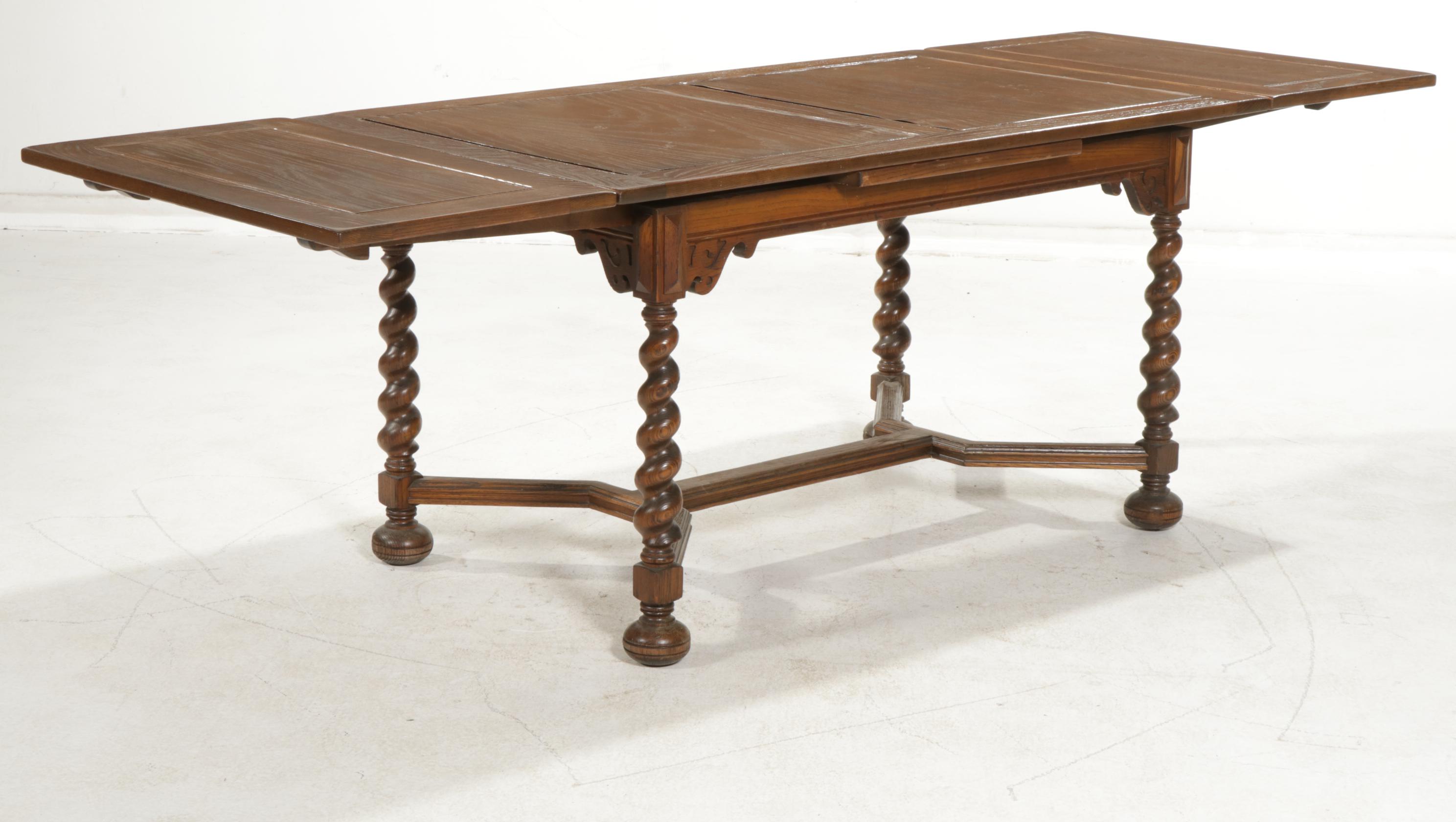 Grand  Rapids Chair Company Oak Barley Twist Dining Table and Storage Benches