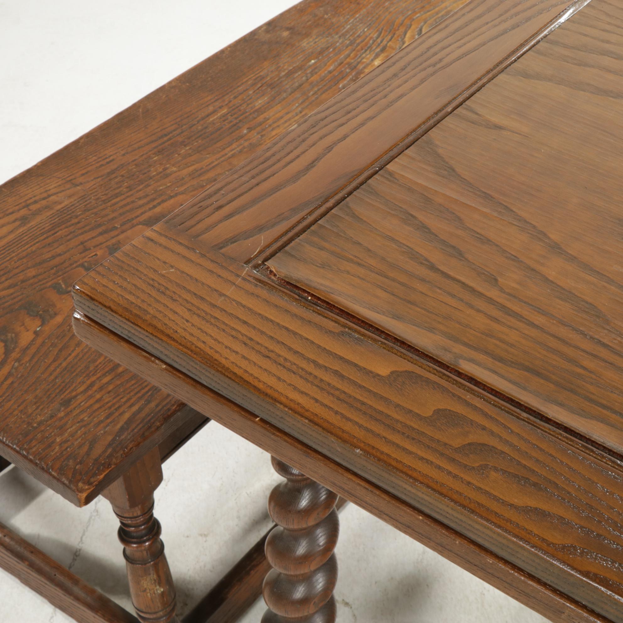 Grand  Rapids Chair Company Oak Barley Twist Dining Table and Storage Benches