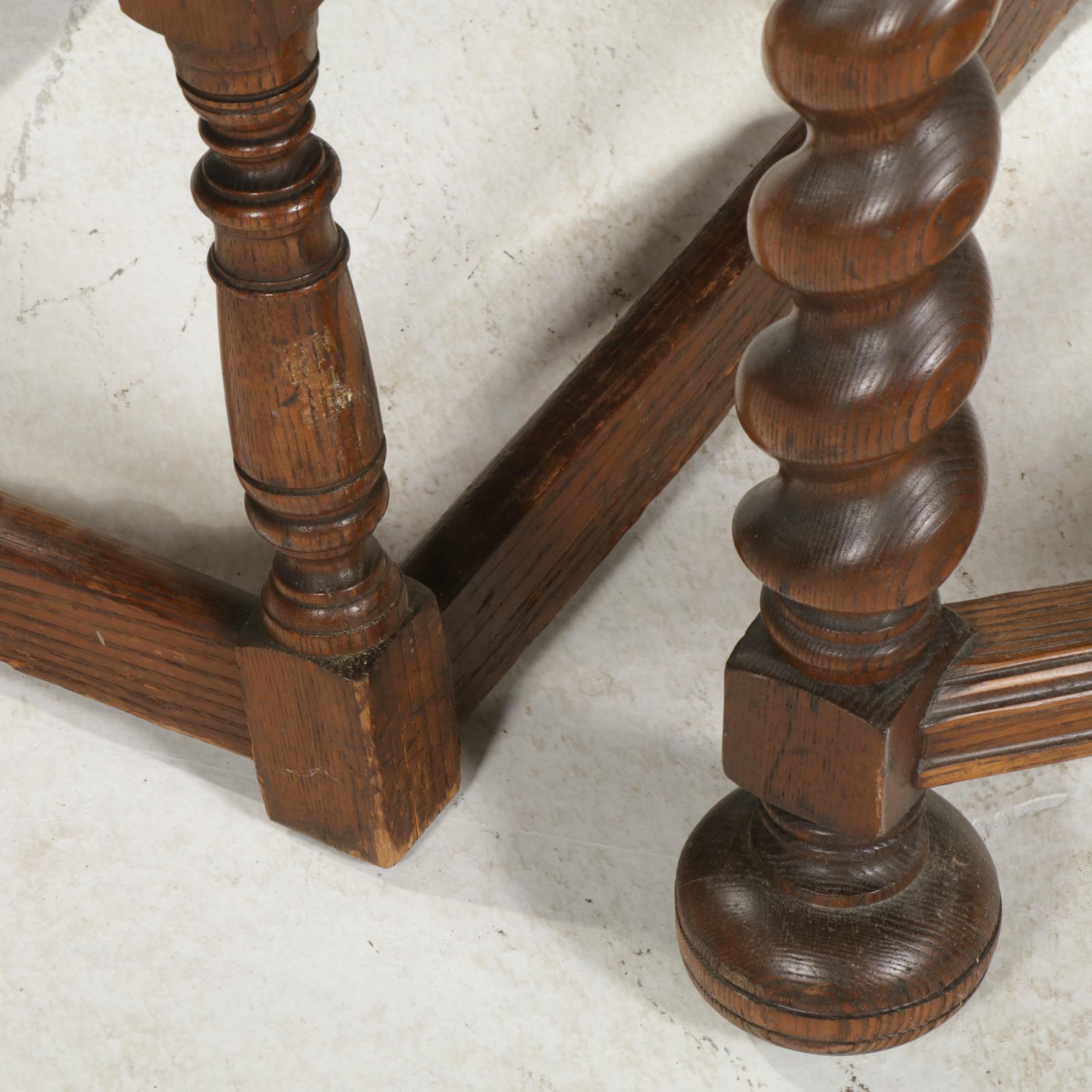 Grand  Rapids Chair Company Oak Barley Twist Dining Table and Storage Benches