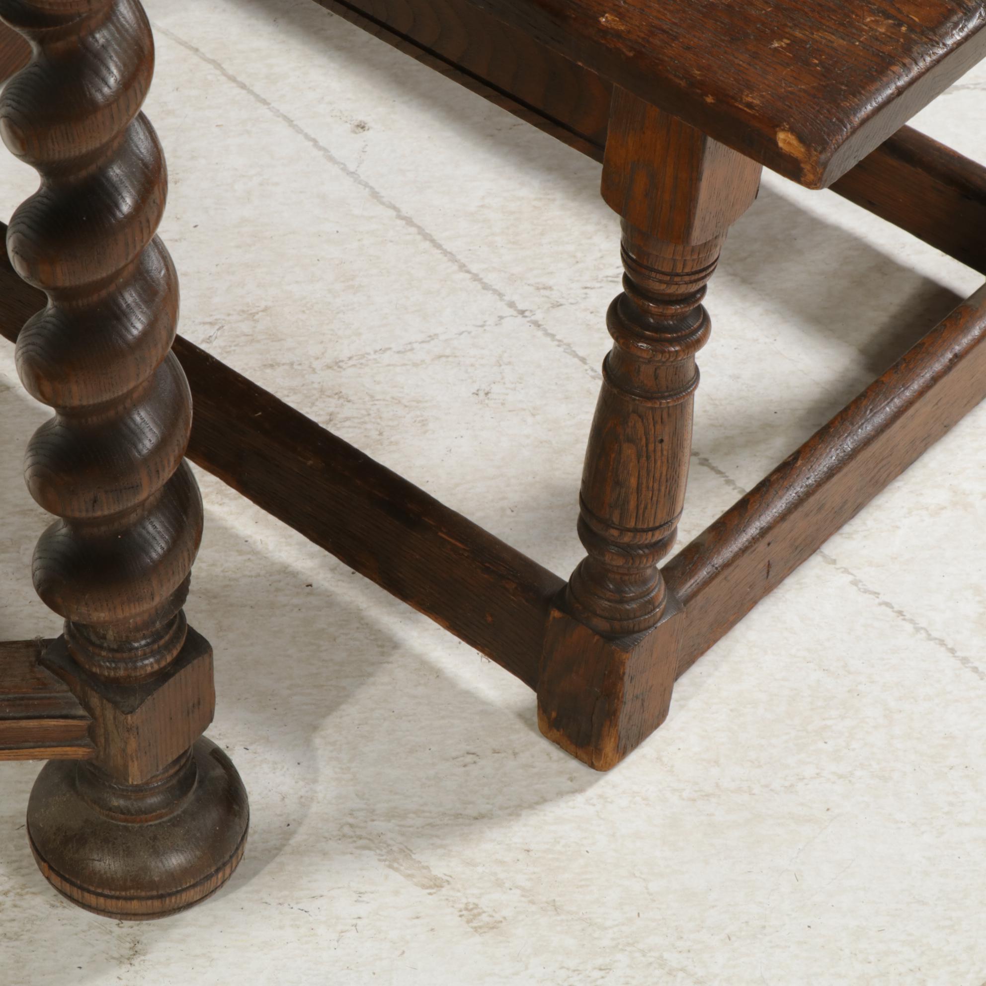 Grand  Rapids Chair Company Oak Barley Twist Dining Table and Storage Benches