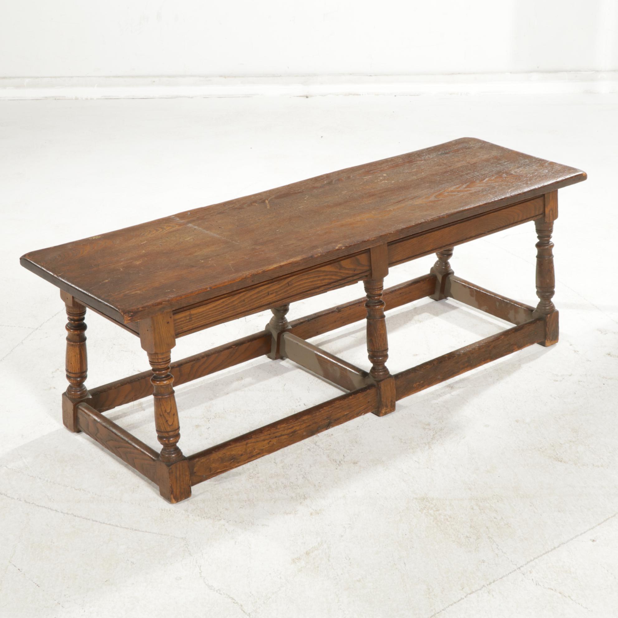 Grand  Rapids Chair Company Oak Barley Twist Dining Table and Storage Benches